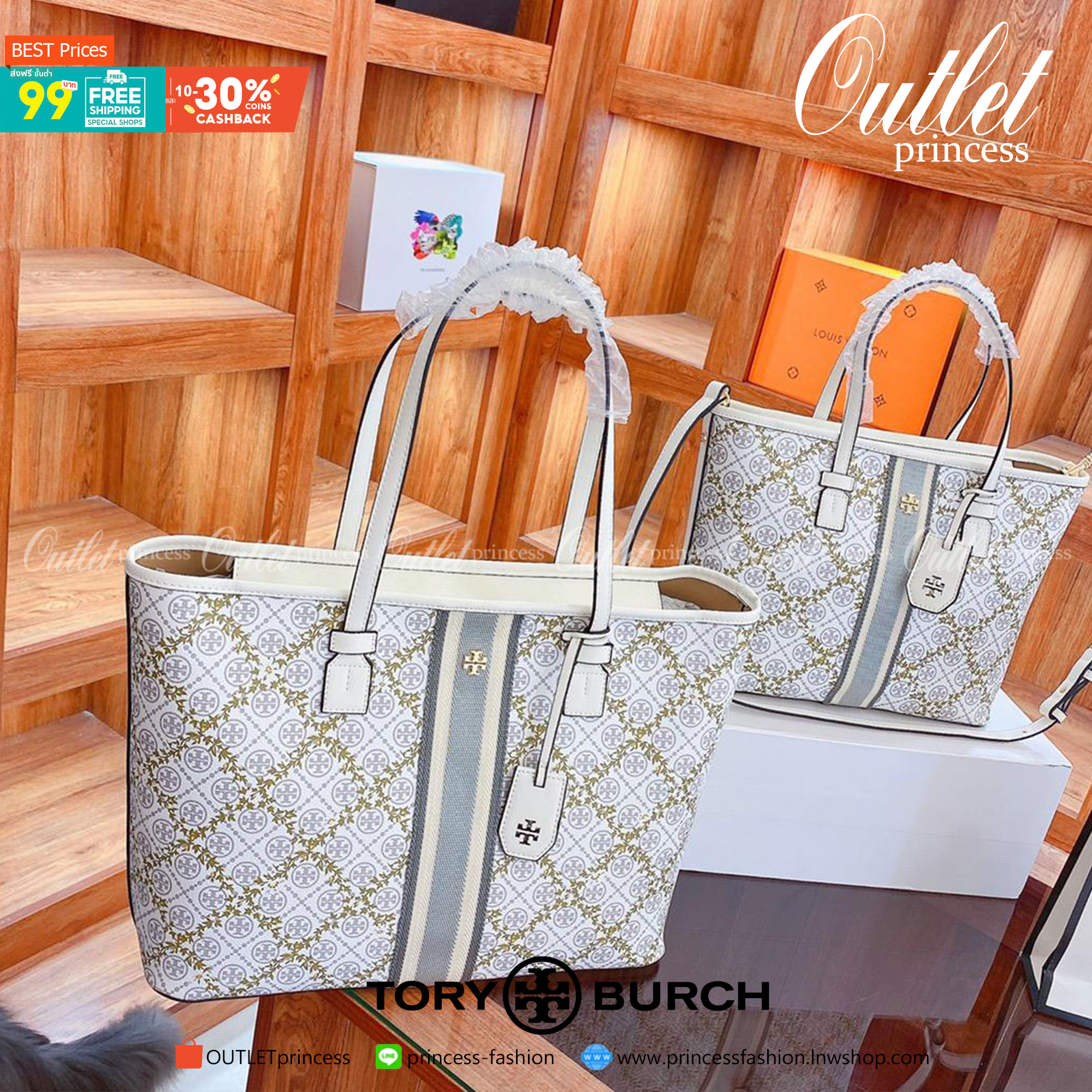 TORY BURCH T MONOGRAM FLORAL VINE SMALL TOP-ZIP TOTE BAG กระเป๋าสะพาย Tory 😍😍ทรง tote ลาย T ซิกเนเจอร์ มาใหม่ มาพร้อมป้ายห้อย งานจริงสวยทุกมุมงานปั้มแบรนด์ทุกจุด คอลเลคชั่นรุ่นยอดนิยม กระเป๋าช้อปปิ้งเดซี่ล่าสุด มี 2 ขนาด ทรงสวยคลาสสิค มีดี