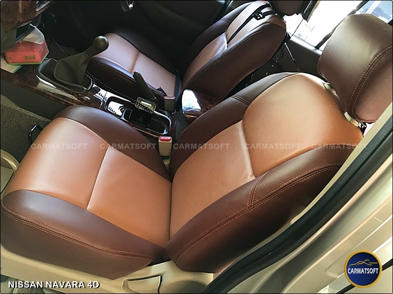 ชุดหุ้มเบาะรถยนต์ NISSAN NAVARA 4D หนังPVC เกรดA หนา1มิล สีชาน้ำตาล