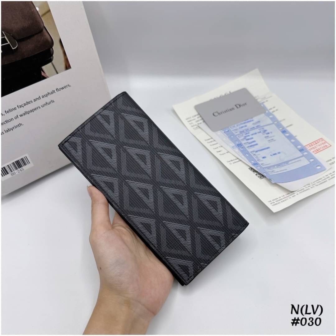 DIOR Vertical Long Wallet / CD Diamond Wallet Canvas กระเป๋าสตางค์ผู้ชาย พร้อมส่งที่ไทย ภาพสินค้าถ่ายจากงานขายจริง ใช้งานต่างประเทศได้
