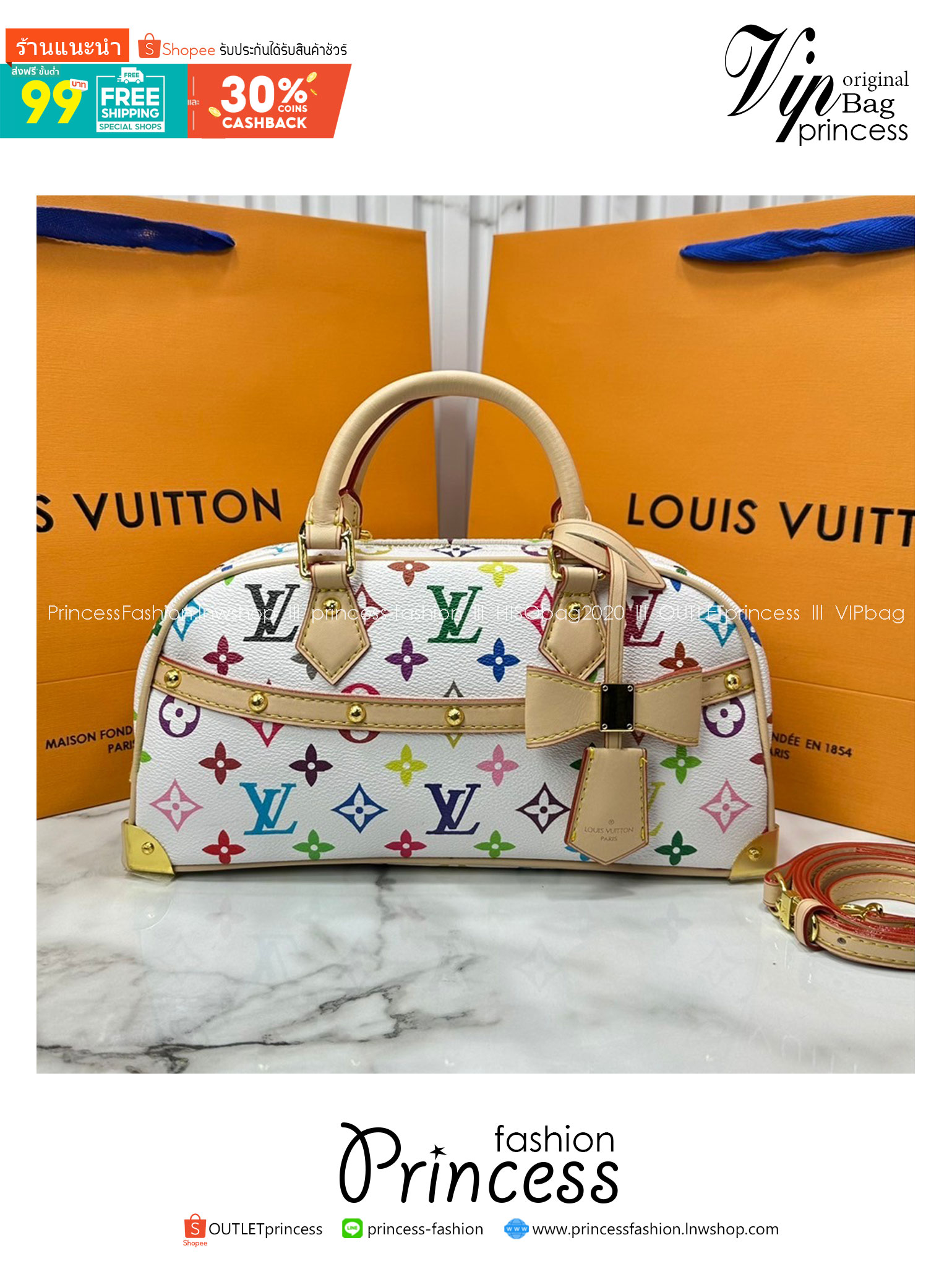ORI | LV x TM Handbag East West Murakami ใหม่ล่าสุด กระเป๋าสะพายทรงสวย ดีไซน์ใหม่ หรู ดูผู้ดี แต่งแต้มดีเทลเปี่ยมชีวิตชีวาจากคอลเลคชั่น LV x Murakami คอมพลีตลุคด้วยที่ห้อยกุญแจรูปโบว์สุดเอ็กซ์คลูซีฟ