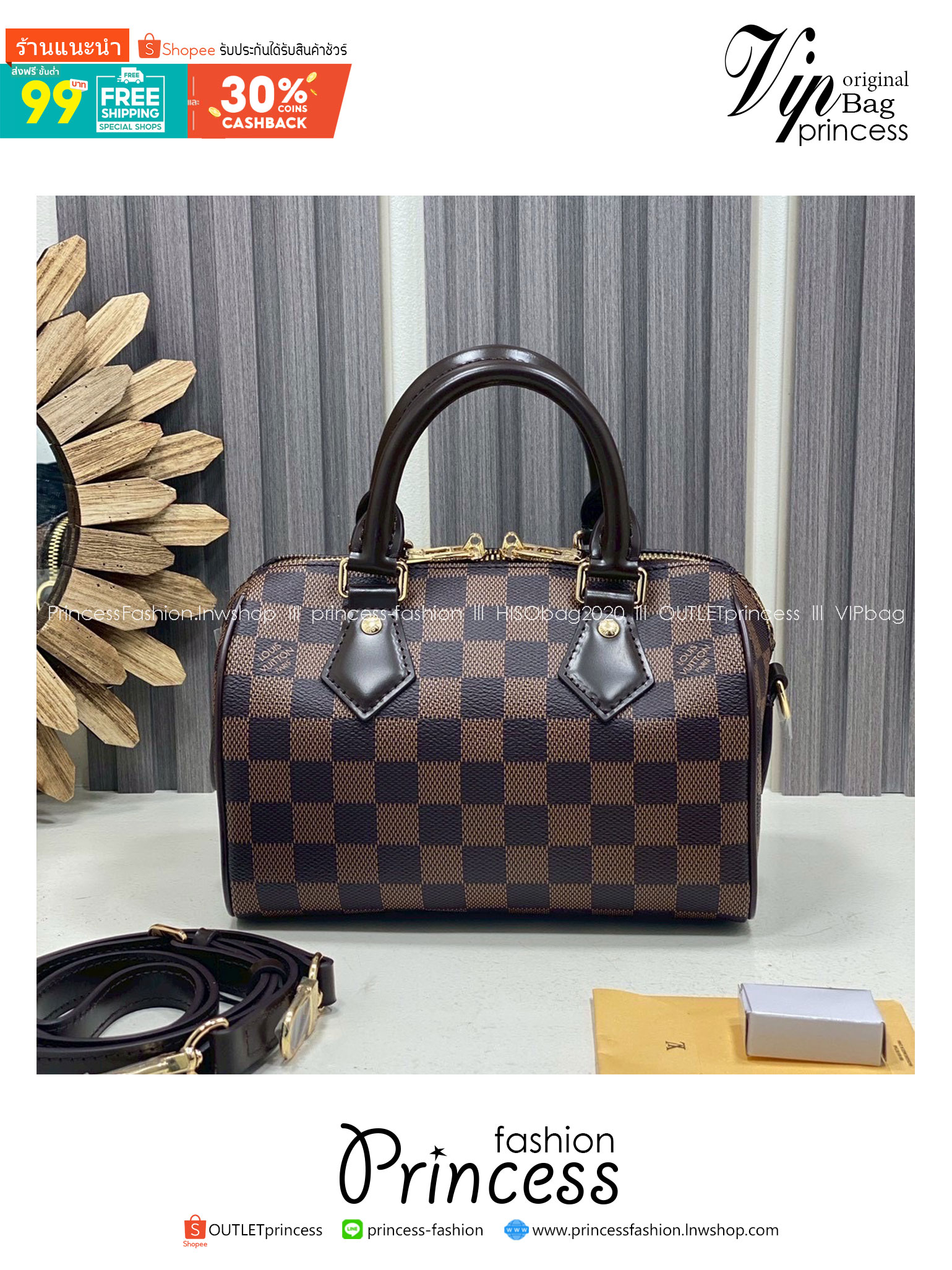 ORI หนังแท้ | LV Speedy Bandoulière 20 Monogram / Damier Ebene canvas กระเป๋าทรงหมอนสปีดี้ รุ่นท็อปฮิตในตำนาน สวยงามตลอดกาล