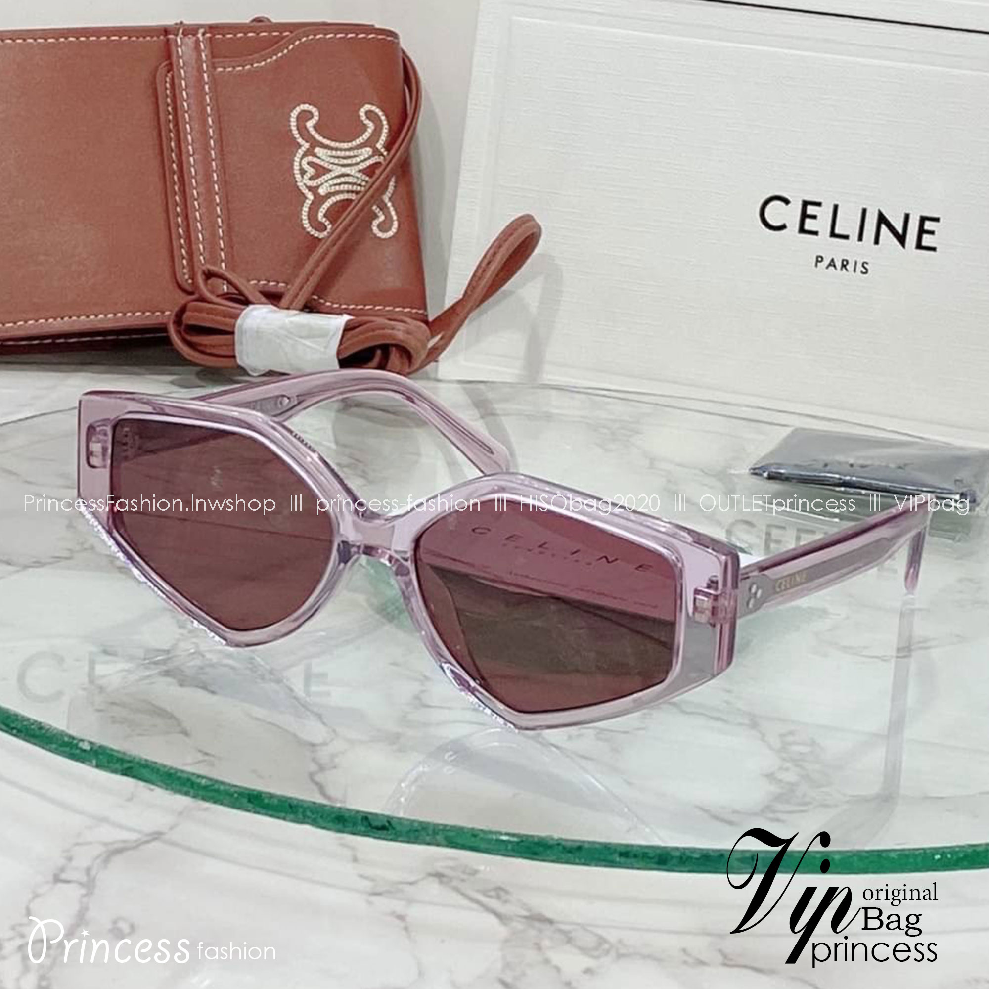 แว่นตาลิซ่า Celine Sunglass เกรดท็อปออริ 1:1 สลับแท้ เกรดดีสุด ใช้งานต่างประเทศได้ มาพร้อมกระเป๋าใส่แว่นปักลายซีลีน