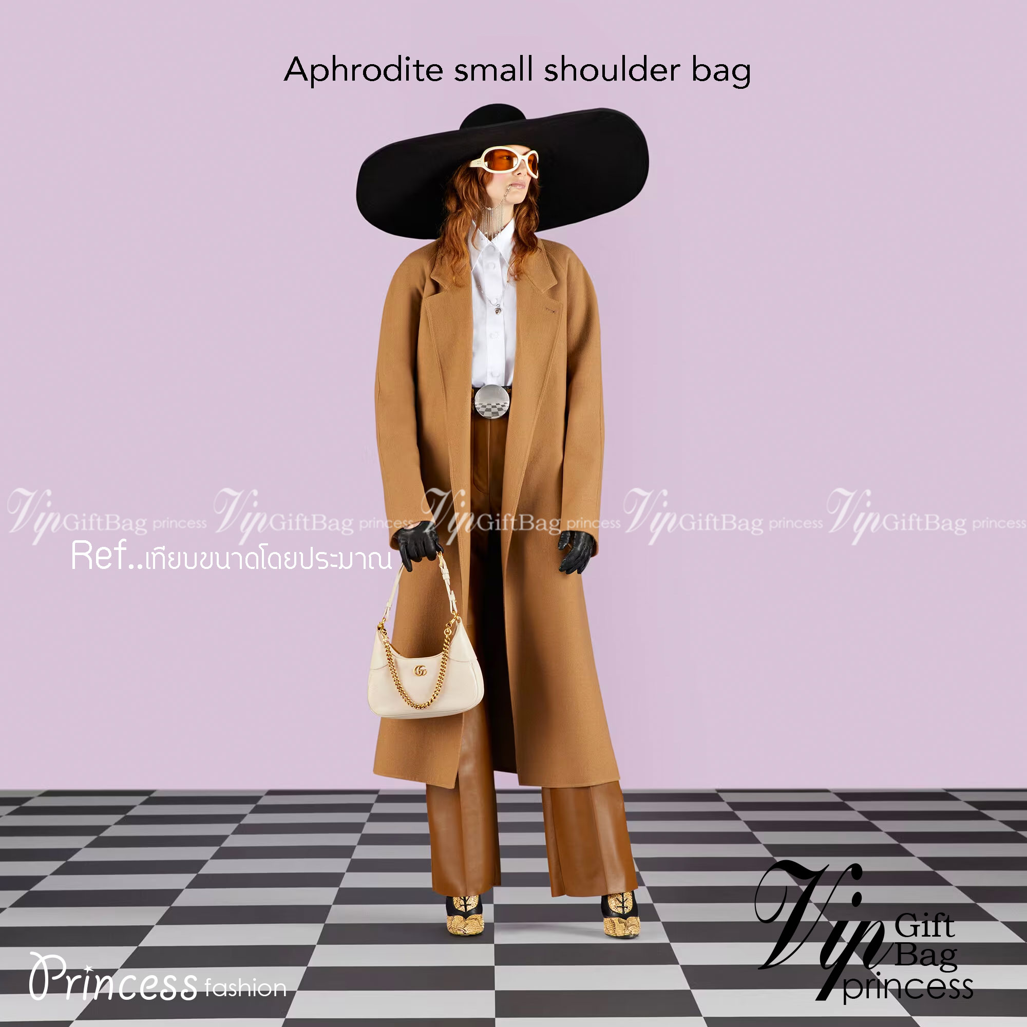 GUCCI Aphrodite small shoulder bag กระเป๋าสะพายทรงคลาสสิค ดีไซน์ย้อนยุคผสานความโมเดิร์นด้วยรูปทรงพอช ที่ใช้งานได้ทุกสไตล์ วัสดุหนังแคนวาส ทนทาน ภายในกระเป๋าเป็นช่องโล่ง