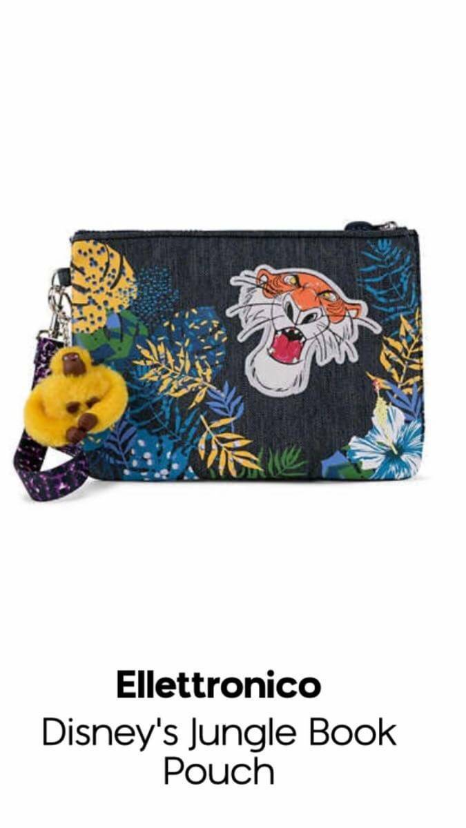 KIPLING ELLETRONICO DISNEY’s JUNGLE BOOK POUCH กระเป๋าคล้องมือทรงพอรช์จากการ์ตูนวอลท์ดิสนีย์ ที่วาดลวดลายลงบนกระเป๋า สำหรับใส่ของจุกจิก มือถือ กระเป๋าสตางค์ เครื่องสำอางค์ได้ มาพร้อมพวงกุญแจขนปุกปุย ภายในมีช่องเล็กแยกเป็นสัดส่วน สามารถคล้องมือถือเก๋ๆเลยคร