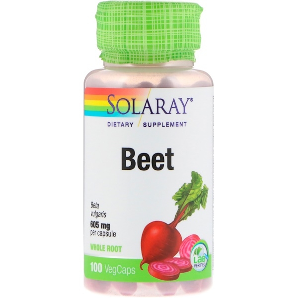 ส่งฟรีลงทะเบียนมีพร้อมส่งค่ะ Solaray Beet 605 mg 100 VegCaps