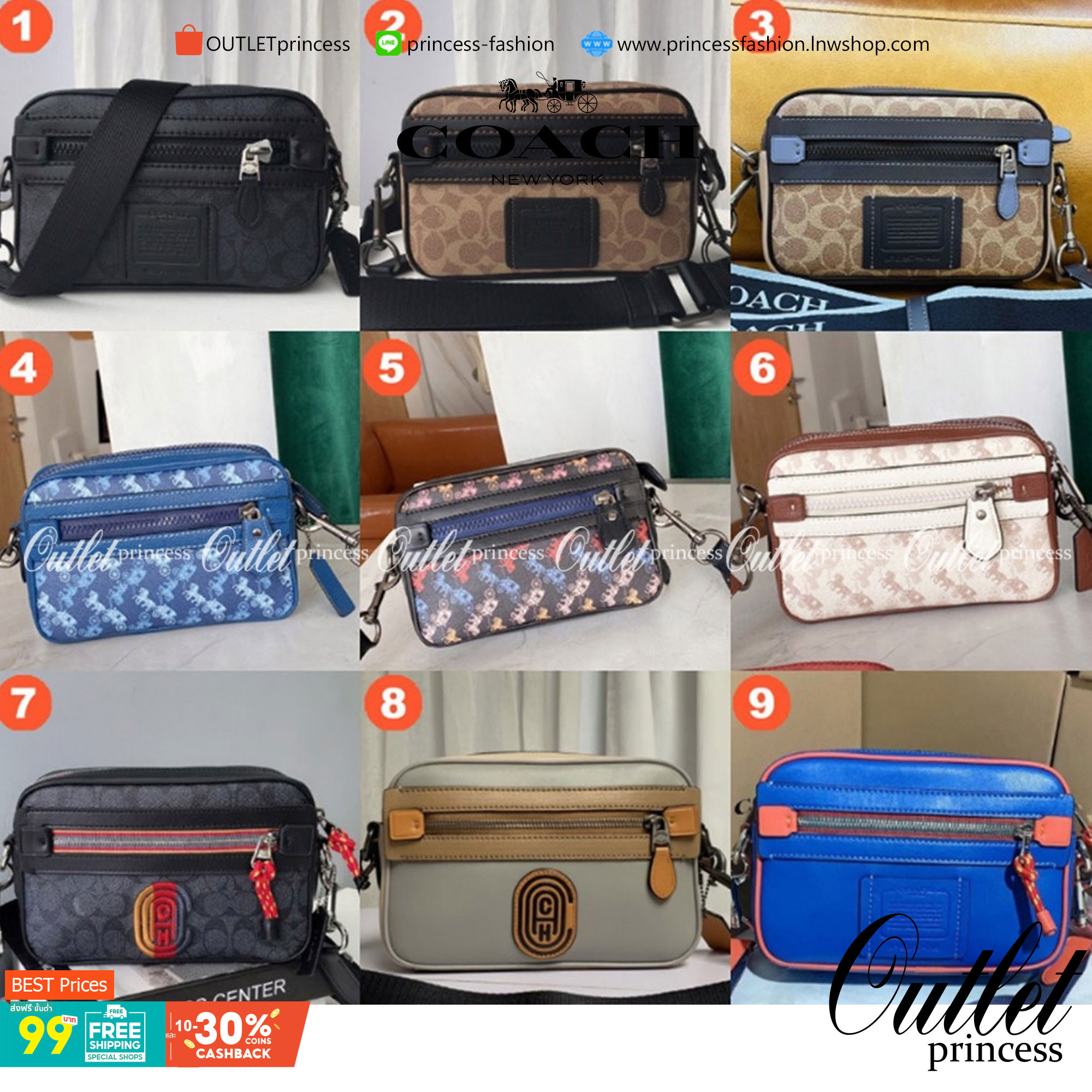 OUTLET 】Coach Mens 91460 camera bag slingbag พร้อมส่งที่ไทย