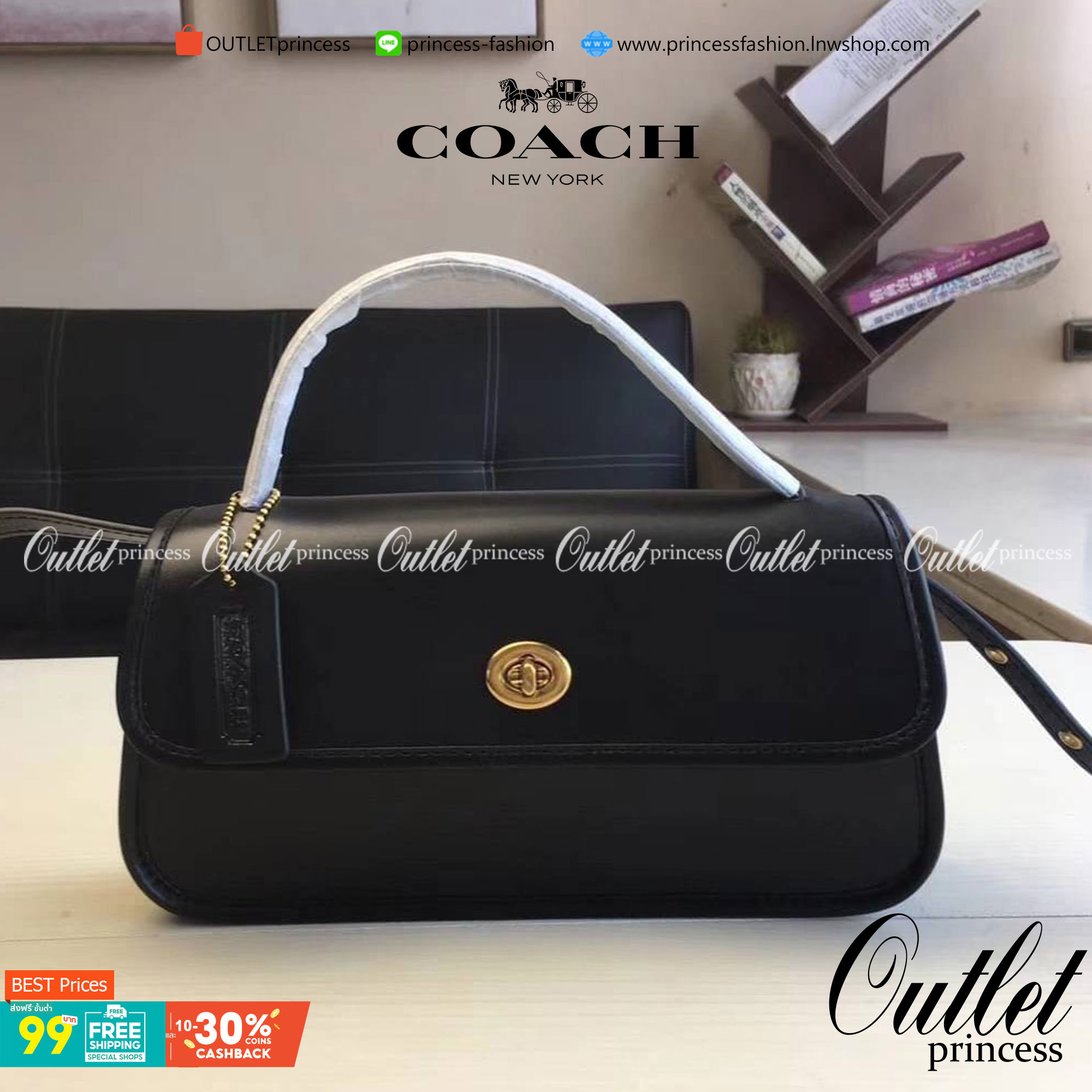 OUTTLET 】Auth Coach 1941 Turnlock Clutch Crossbody Bag พร้อมส่งที่ไทย