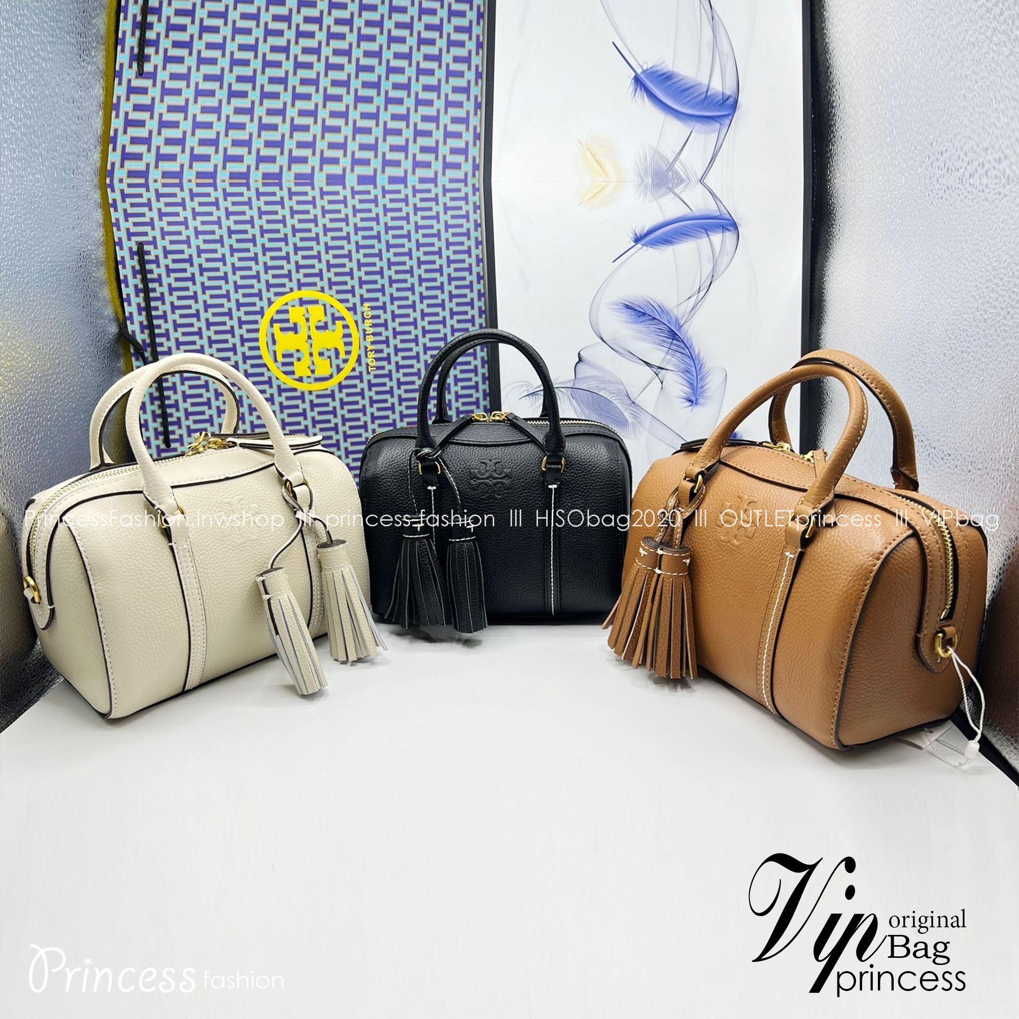 Tory Burch Thea Mini Web Satchel Crossbody Bag / Tory keepall พร้อมส่ง กระเป๋าสะพายทรงหมอนขนาดกลางกำลังน่ารัก เกรดท็อปออริจินอล