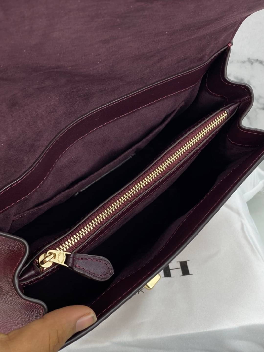 COACH TILLY TOP HANDLE SATCHEL WITH GINGHAM PRINT (COACH F76615) BROWN PINK MULTI/GOLD