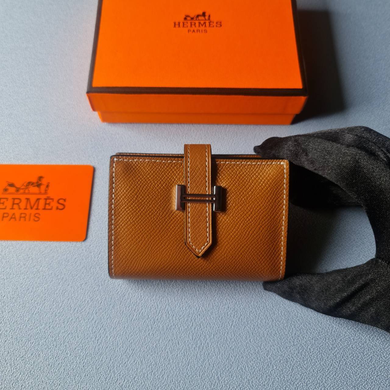 VIP หนังแท้ 】HERMES MINI BEARN WALLET UNISEX