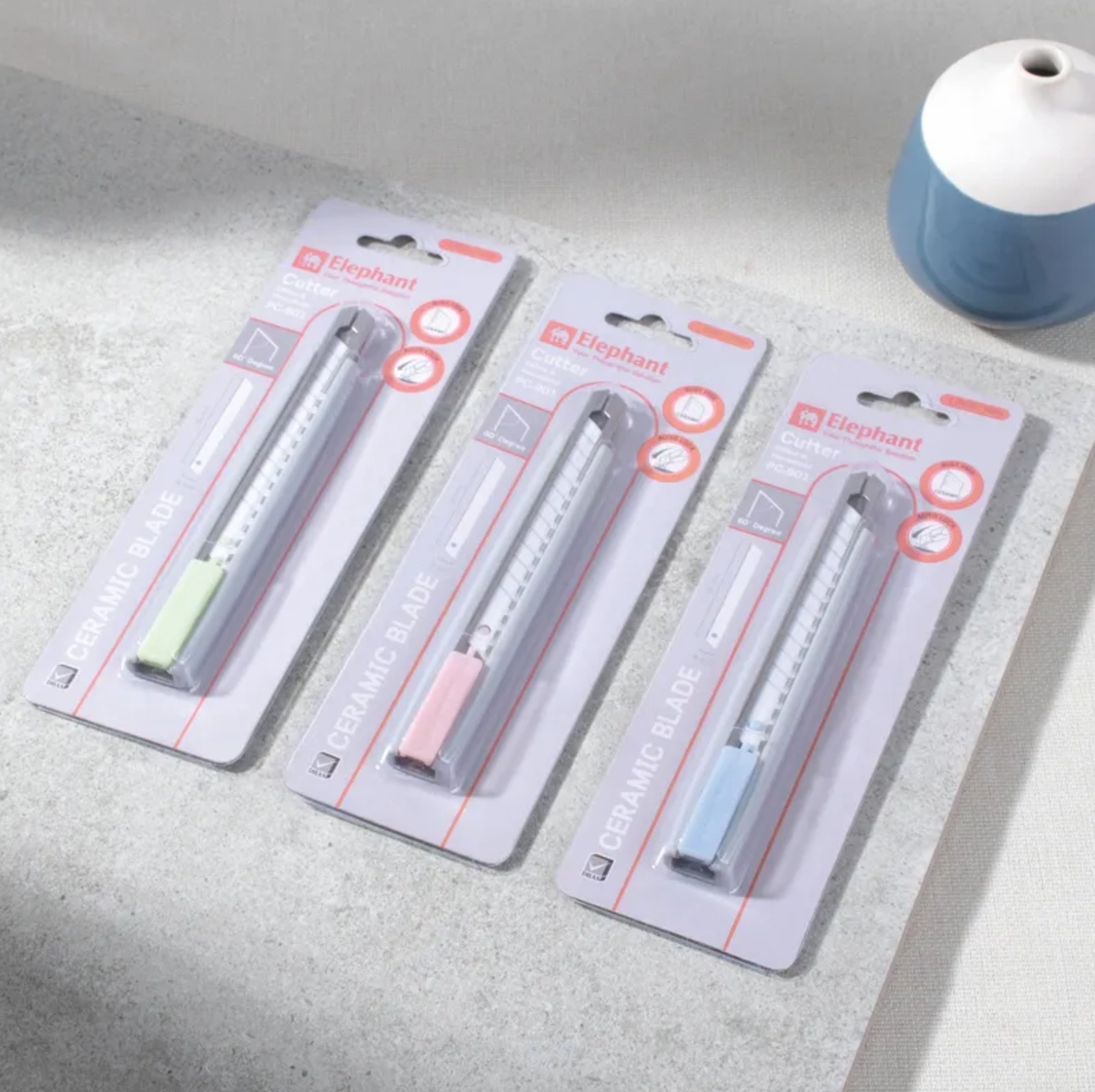 คัตเตอร์ใบเล็ก ช้าง PC-901 ใบมีดเซรามิก ทนการสึกหรอมากกว่าเดิน3เท่า