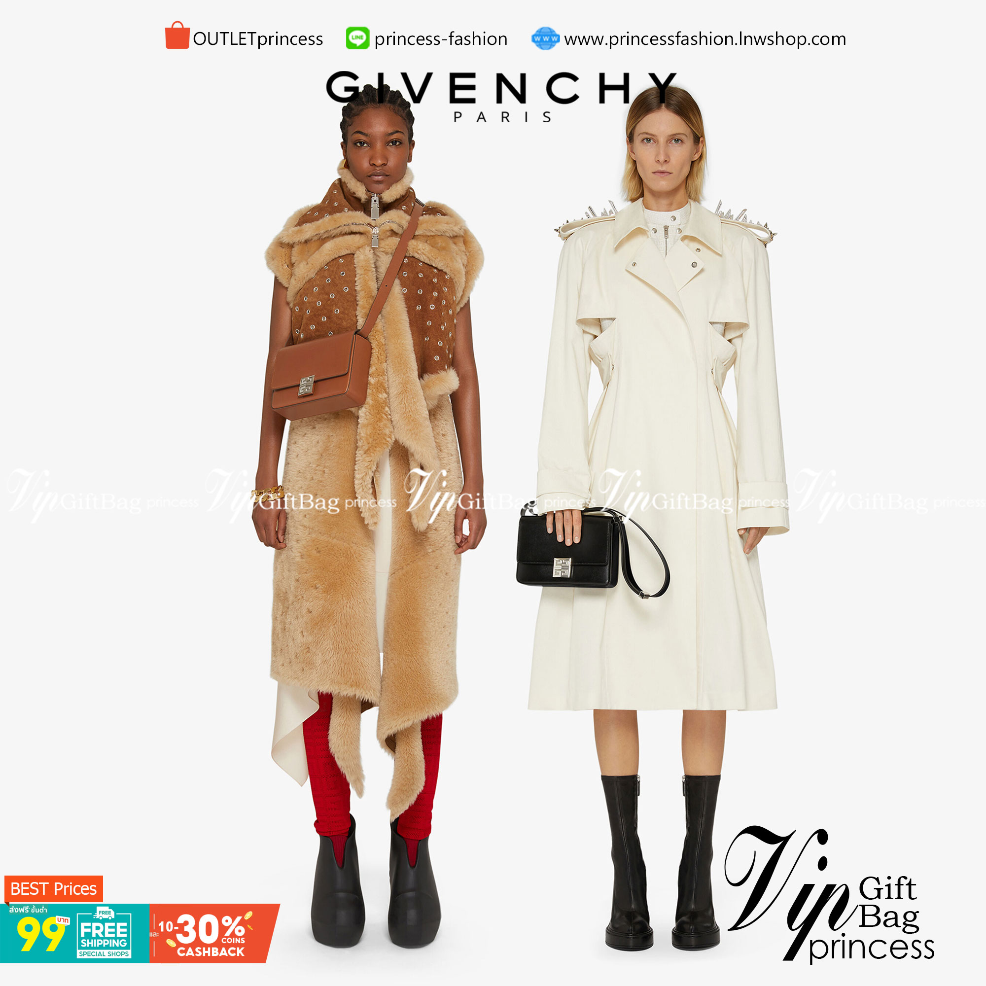 Givenchy Introducing 4G Medium Shoulder Bag วัสดุหนังแท้ อะไหล่สีเงิน ดีไซน์สวยงามทันสมัยรูปทรงสี่เหลี่ยมแบบคลาสสิก มาพร้อมสายหนังตีแบรนด์ Givenchy อันเป็นเอกลักษณ์เฉพาะของแบรนด์