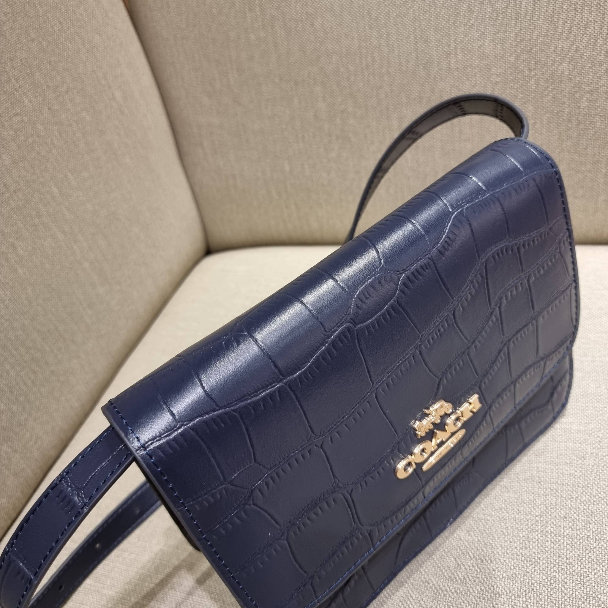 COACH C5631 BRYNN FLAP CROSSBODY แซ่บที่สุด ใหม่ที่สุด!! คอลเลคชั่นใหม่!! มองยังไงก็หลงรักละสายตาไม่ไหว กระเป๋าสะพายข้างลุคไฮน์ ที่ดีไซน์ออกมาได้ปัง และดูแพงมากๆ ด้วยดีเทลคลาสสิค รูปทรงใช้งานง่าย เรียบๆแต่มีดีเทล วัสดุหนังลายจระเข้ สวยม้าก!!! เปิด-ปิดด้วย