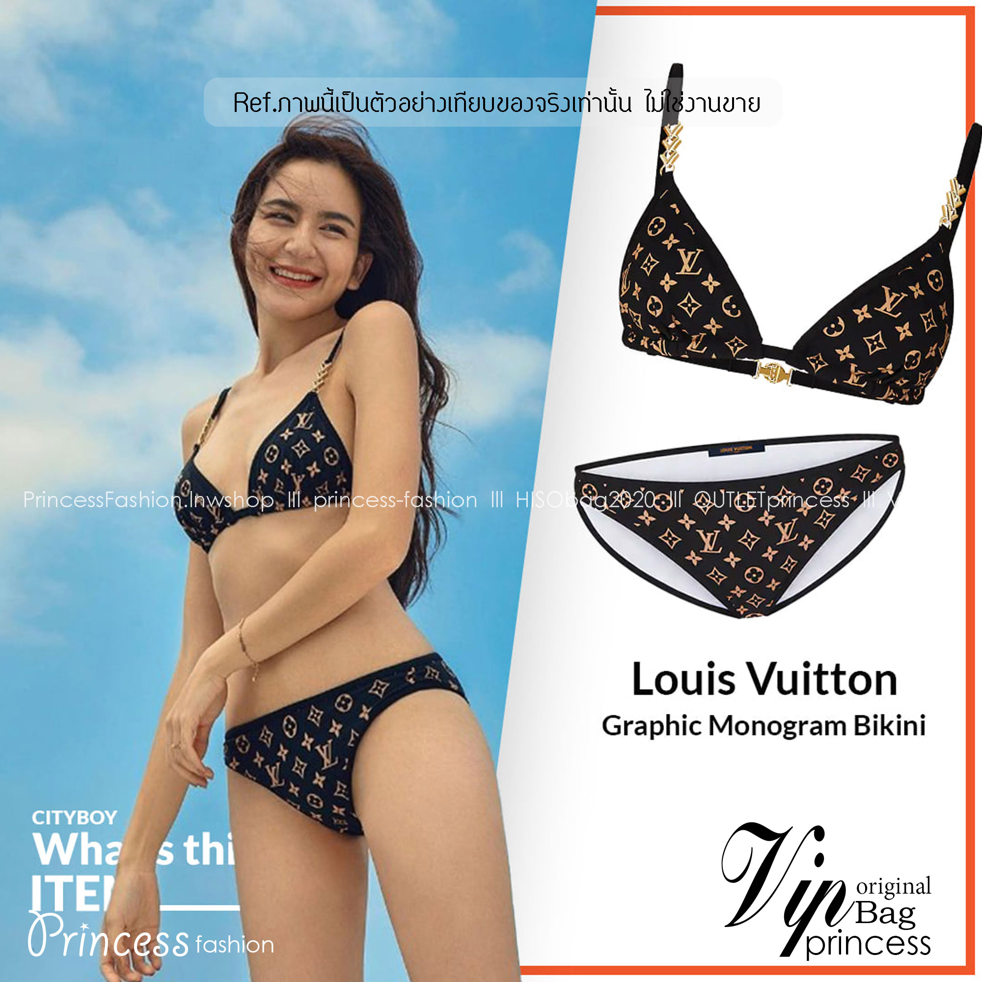 LV bikini con motivo Monogram / LV Graphic Monogram Bikini บิกีนี่ลาแบรนด์ ชุดว่ายน้ำญาญ่า เกรดออริ 1:1 ใช้งานต่างประเทศได้