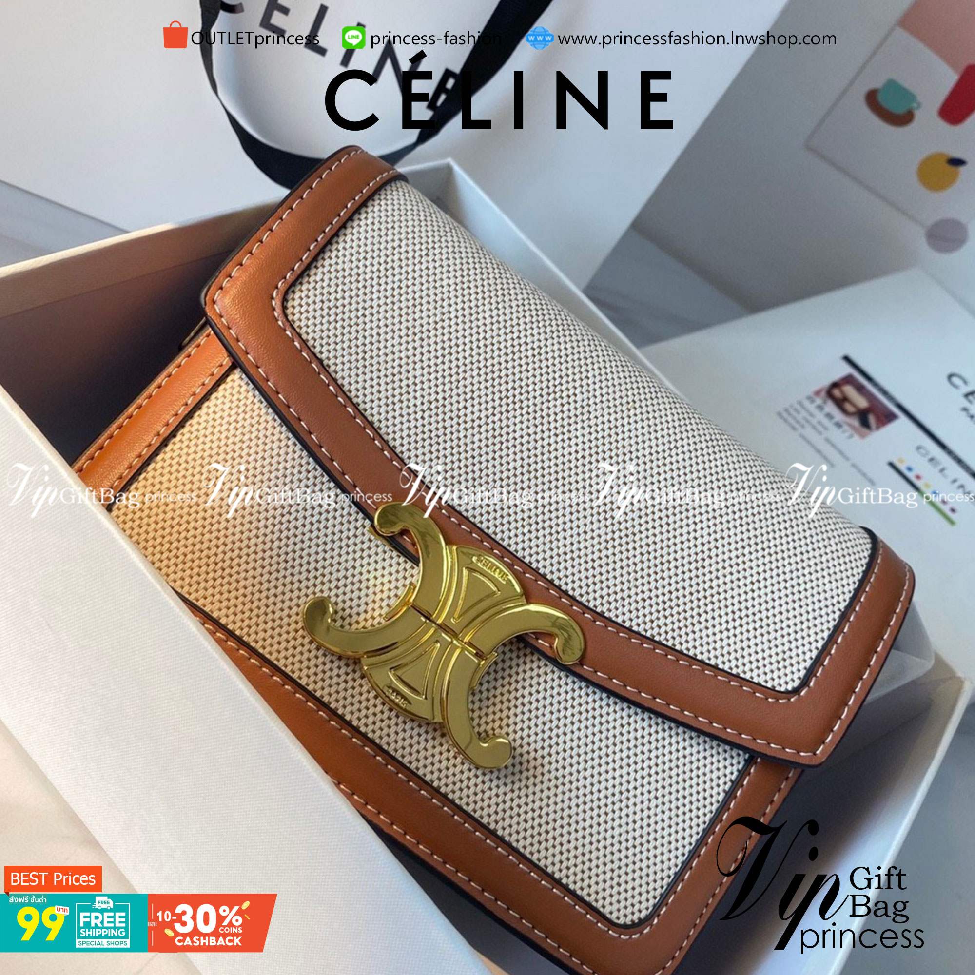 พร้อมส่งรุ่นขายดี!! CELINE CROSSBODY VIP GIFT WITH PURCHASE GWP กระเป๋าพรีเมี่ยมกิ๊ฟ Limited จาก PARFUME DUTYFREE COUNTER สวยอยู่ทรงเปิดปิดด้วยตัวล้อคด้านหน้า ภายในมีช่องใส่ของหลัก พร้อมช่องซิป ใส่กระเป๋าสตางค์กลาง + มือถือได้ ทรงนี้กำลังมาแรงมาก แมชต์ลุค