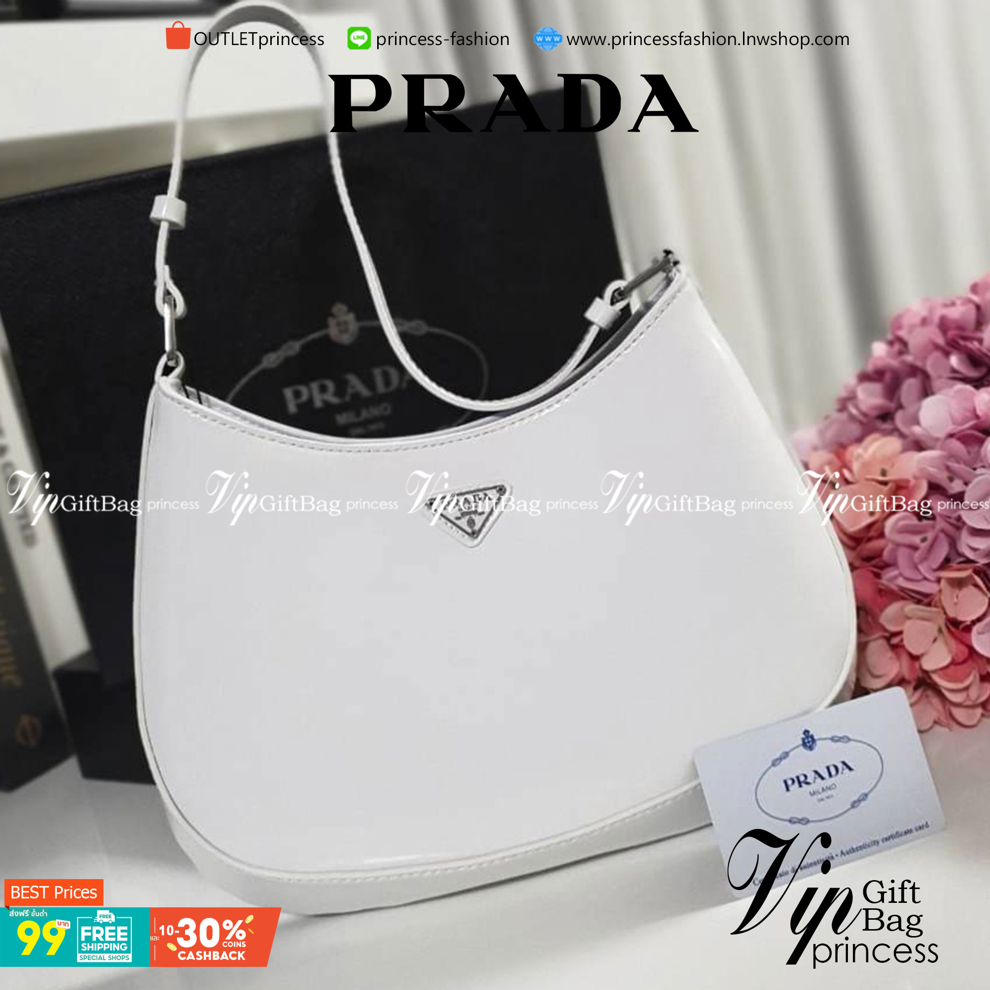 Prada Cleo brushed leather shoulder bag กระเป๋าทรงสวยยอดฮิต กับแบรนด์ PRADA งานพรีเมียมกิ้ฟท์จากแบรนด์ ทรงสะพายไหล่สวยหรูอยู่ทรง PRADA CLEO หนังเรียบดำเงาหรูสุดคลาสสิต เปิดปิดด้วยกระดุมอะไหล่เงินทั้งใบ ด้านในใส่กระเป๋าสตางค์ยาว มือถือ ของจุกจิกได้เยอะ มีป