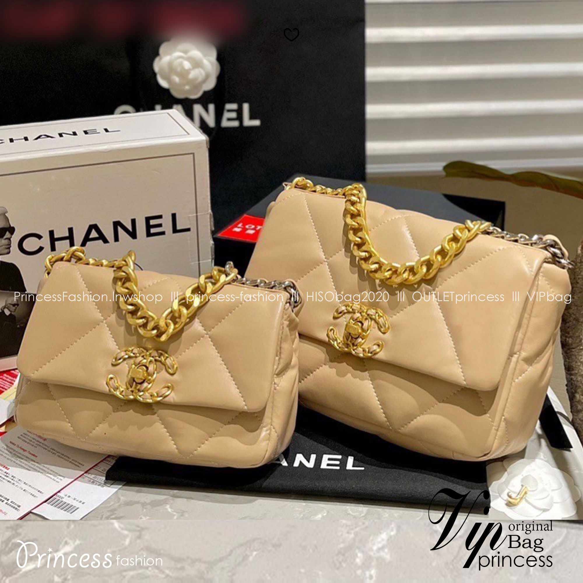 พร้อมส่ง 5 สี 8" 10" CHANEL 19 FLAP BAG กระเป๋าสะพายดีไซส์คลาสสิค หนังนิ่ม เงาขึ้นรูปสวย สายสะพายโซ่สองสีสลับหนัง