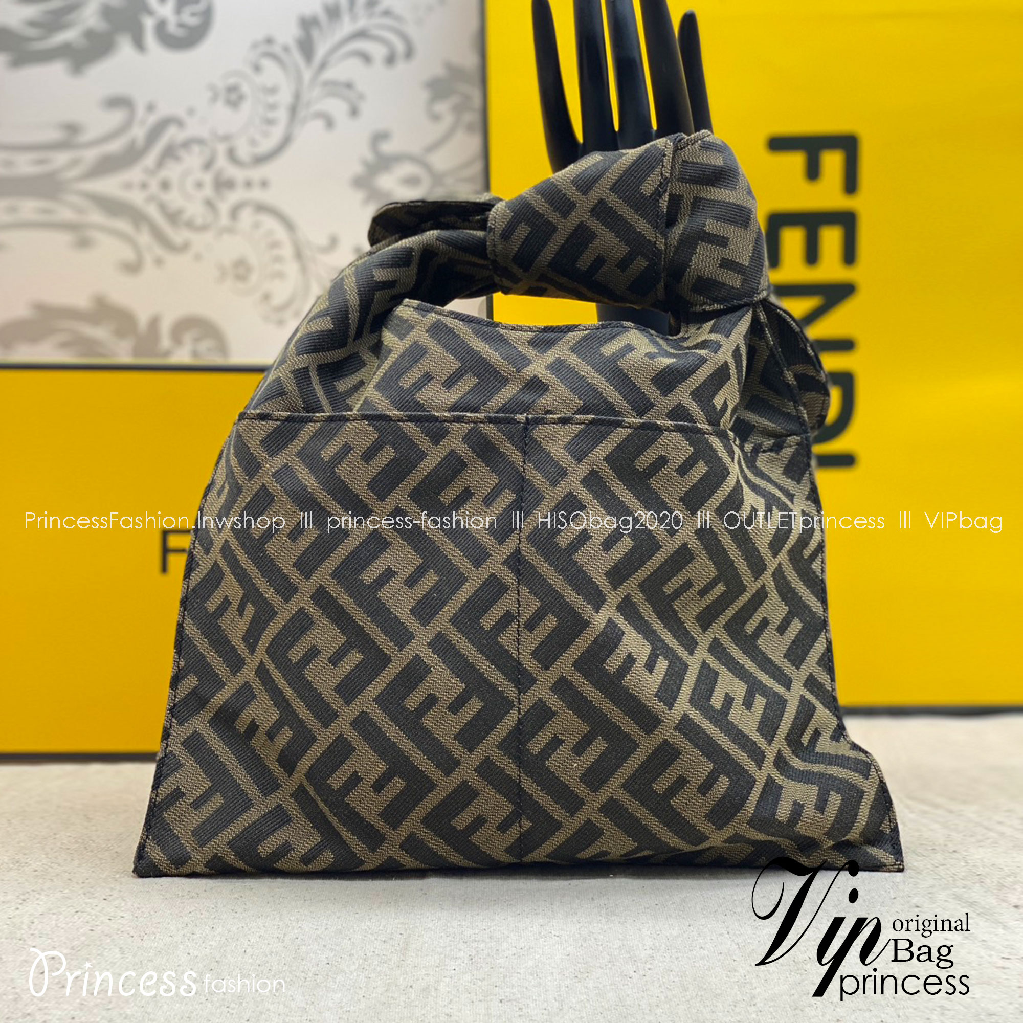 FENDI Shopper Brown FF jacquard bag กระเป๋าทรงช็อปเปอร์ลายโมโนแกรม 🧡 เกรดออริจินอล 1:1 สลับแท้ ใช้งานต่างประเทศได้