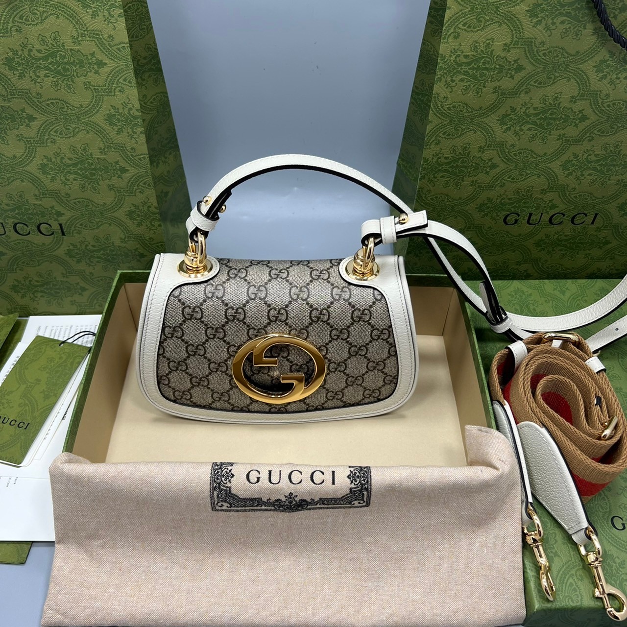 GUCCI Blondie mini shoulder bag เกรดเทพออริจินล หนังแท้และแคนวาสอย่างดี ภาพถ่ายจากงานขายจริง ใช้งานต่างประเทศได้ ผ่านทุก ตม