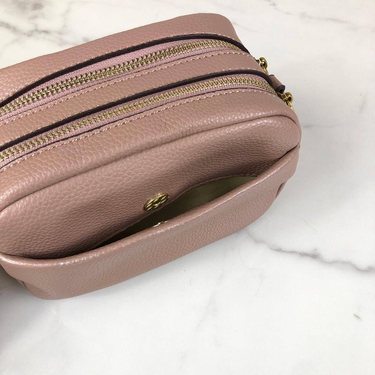 ของแท้ 💯% Tory Burch Perry Bombe Mini Leather Crossbody กระเป๋าสะพาย 2 ช่องซิป