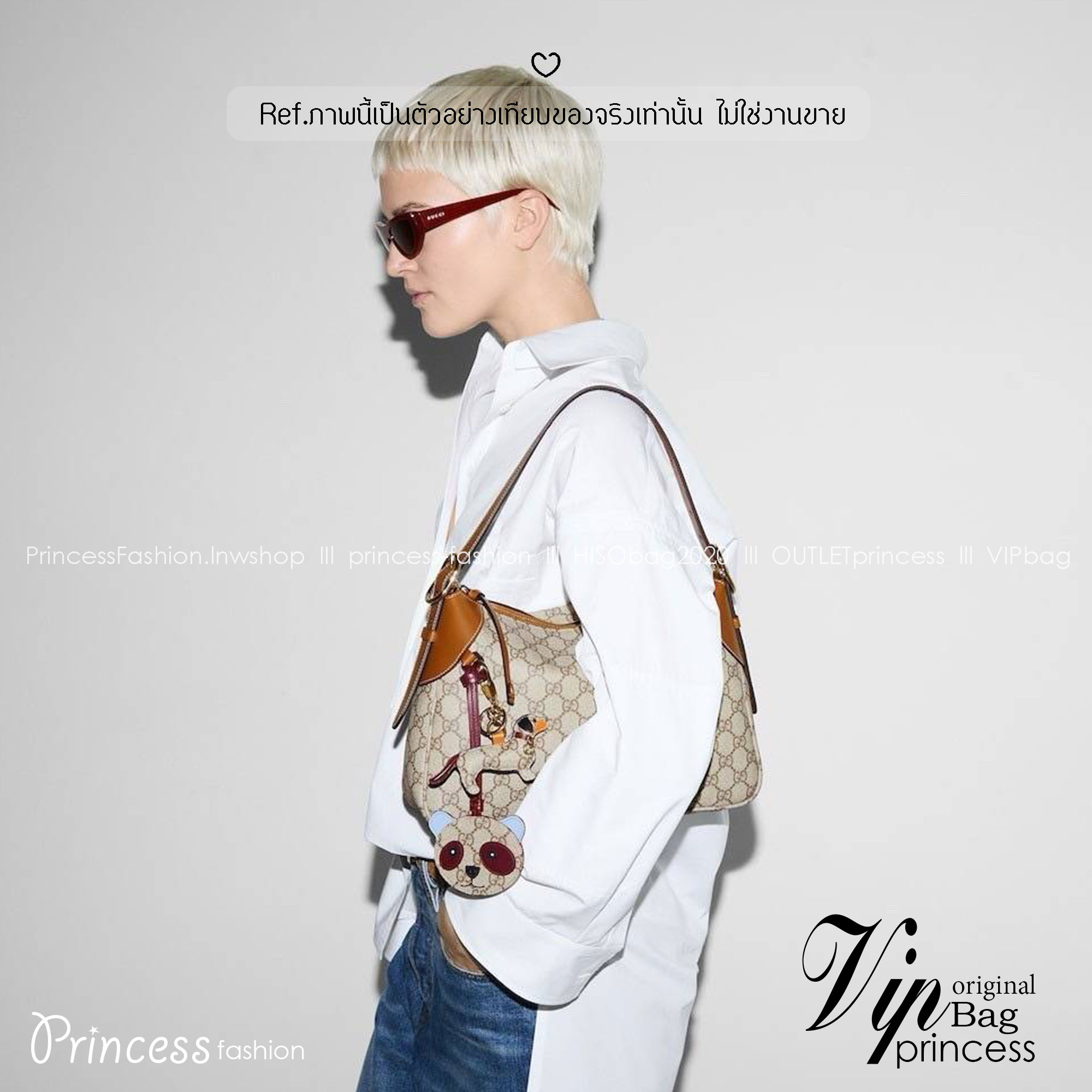 สลับแท้ GUCCI GG Emblem medium shoulder bag กระเป๋าสะพายทรงใหม่สวยคลาสสิค เกรดหนังแท้ แคนวาสแท้ พิมพ์ลายคมชัด 🤍 เกรดออริจินอล สลับแท้