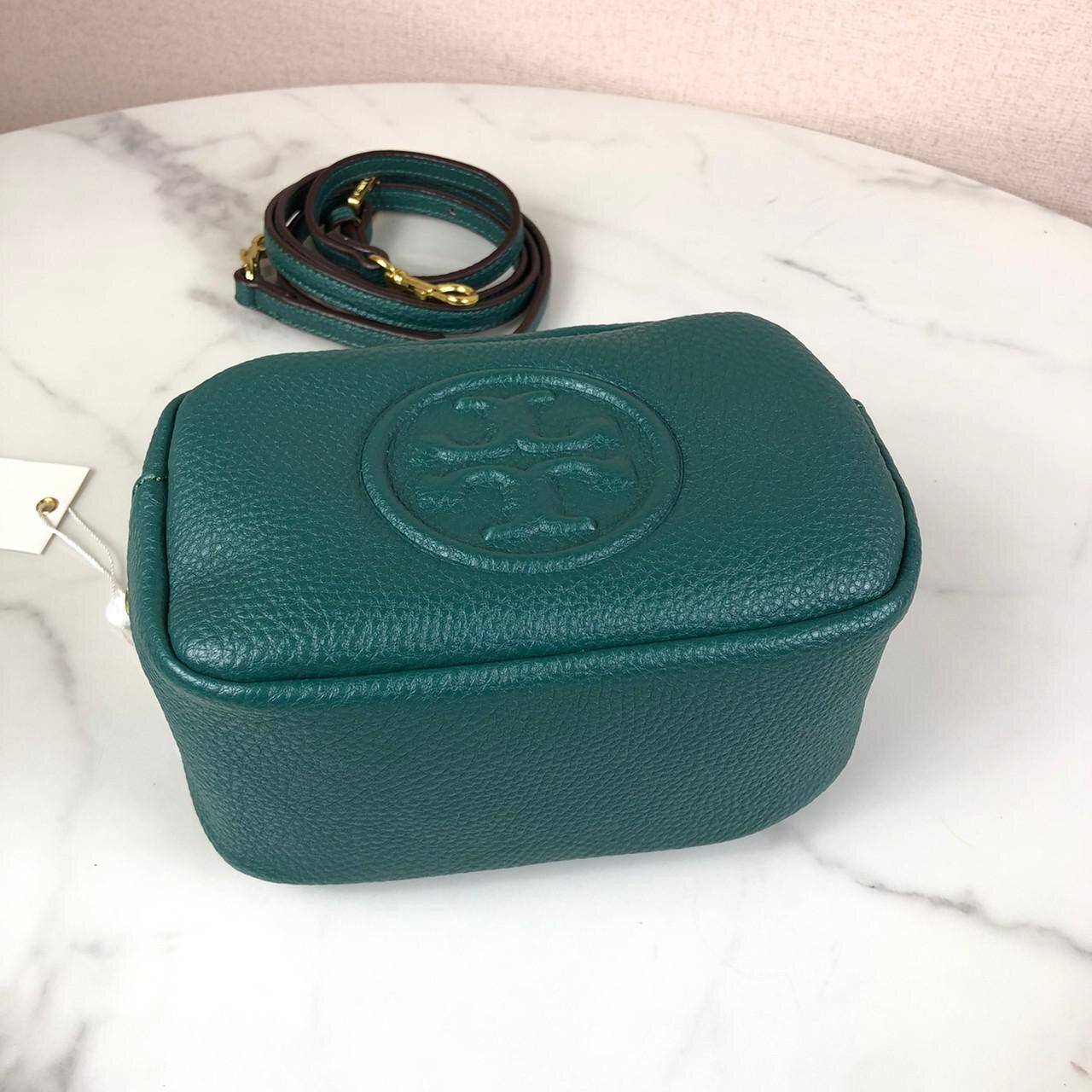 ของแท้ 💯% Tory Burch Perry Bombe Mini Leather Crossbody กระเป๋าสะพาย 2 ช่องซิป