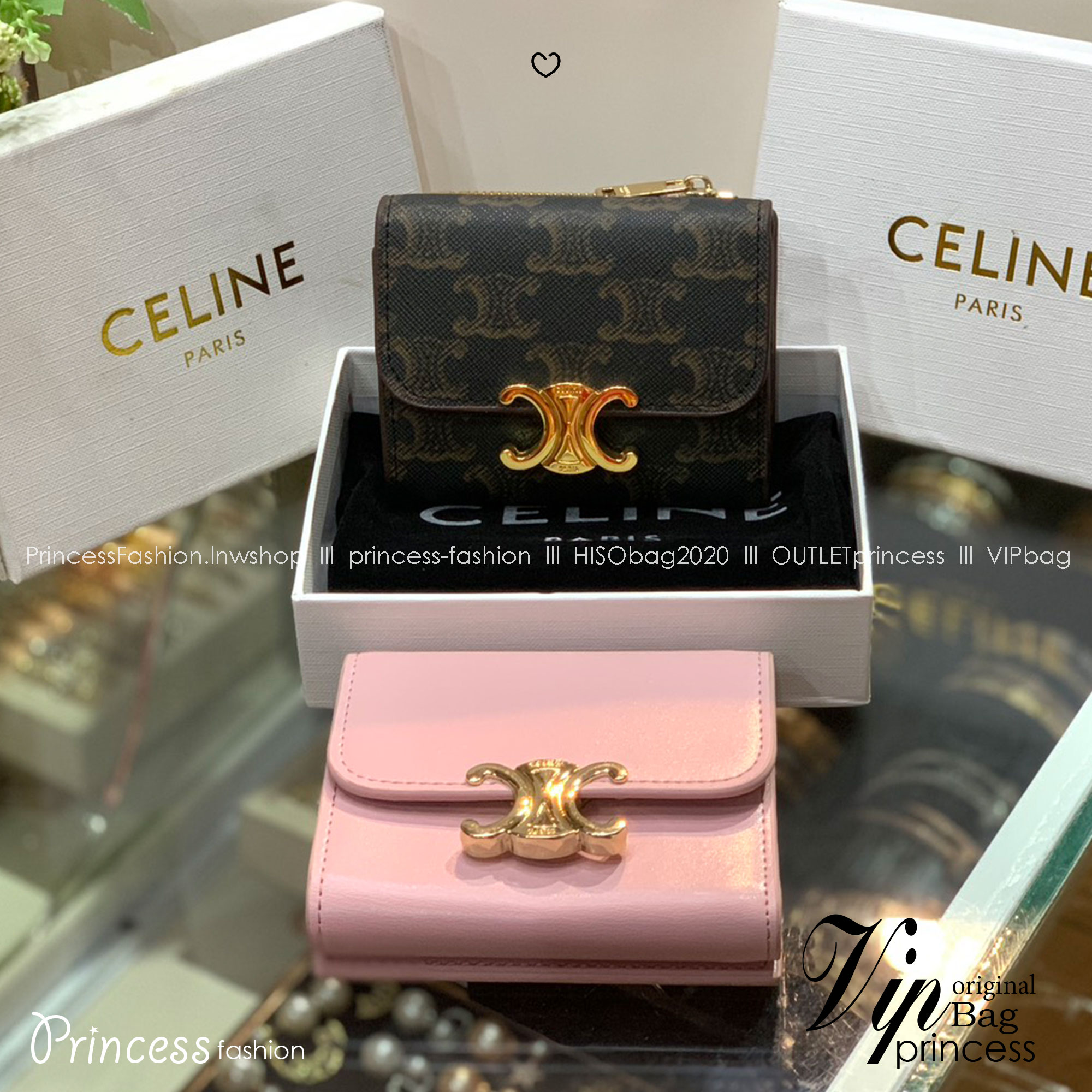 ORI หนังแท้ | CELINE SHORT WALLET BUSINESS CARD HOLDER / CELINE COMPACT WALLET WITH COIN TRIOMPHE กระเป๋าสตางค์ซีลีนใบสั้น เรียบหรู มีฟังก์ชันและสไตล์ให้เลือกด้วยช่องใส่บัตรหลายช่อง