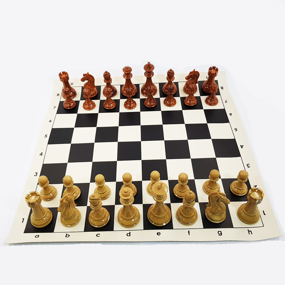 ชุดหมากรุกสากลทรงStaunton เกรดพรีเมี่ยมอย่างดีแบรนด์ Spruce-Tek พร้อมกระดานไวนิลช่อง 5x5 cm.