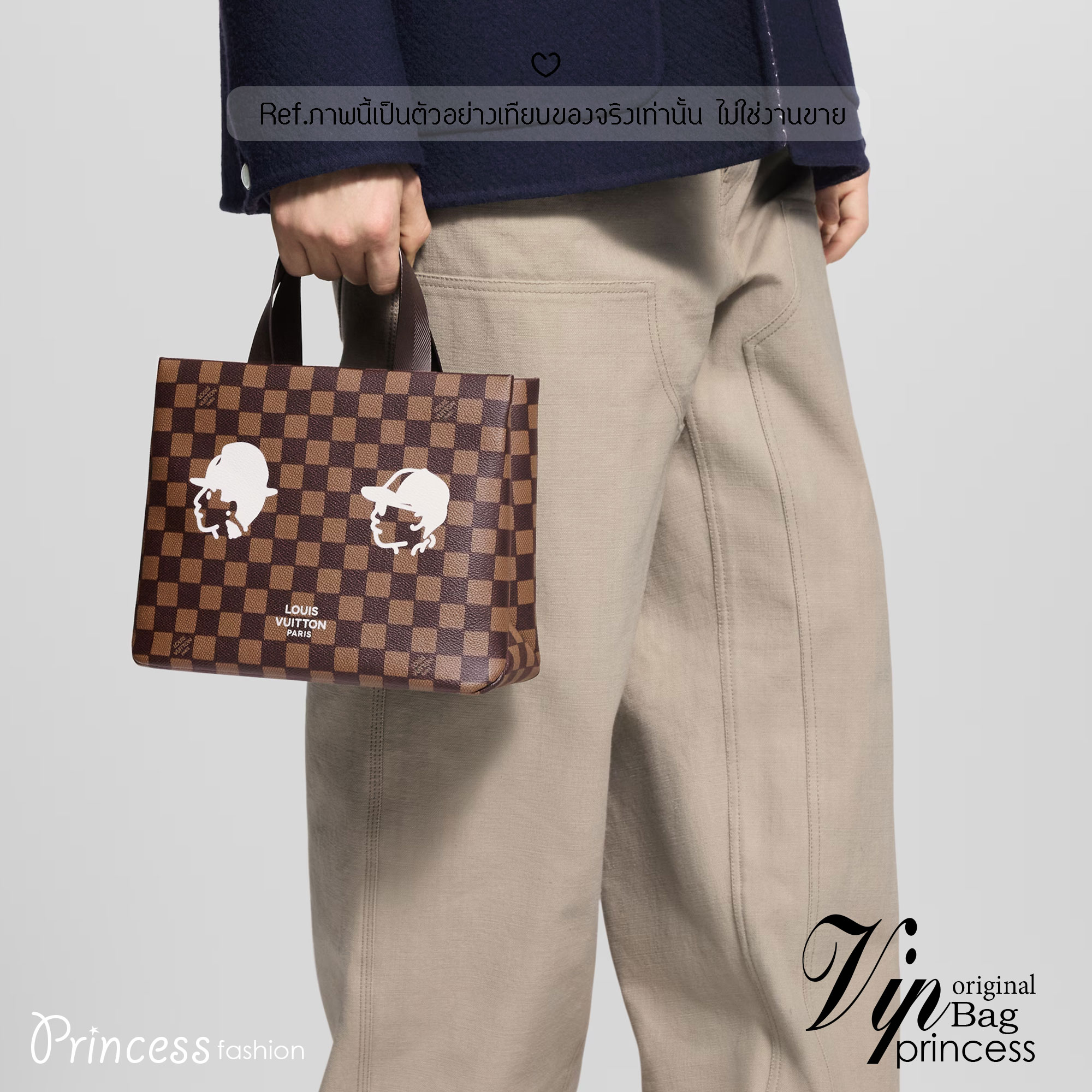 TOP ORI หนังแท้ | LV Mini Shopper Tote Bag Damier Phriendship Canvas กระเป๋าทรงโท้ท ดีไซน์แครี่ออลขนาดเล็กที่ได้แรงบันดาลใจจากดีไซน์กระเป๋าช้อปปิ้งคลาสสิก