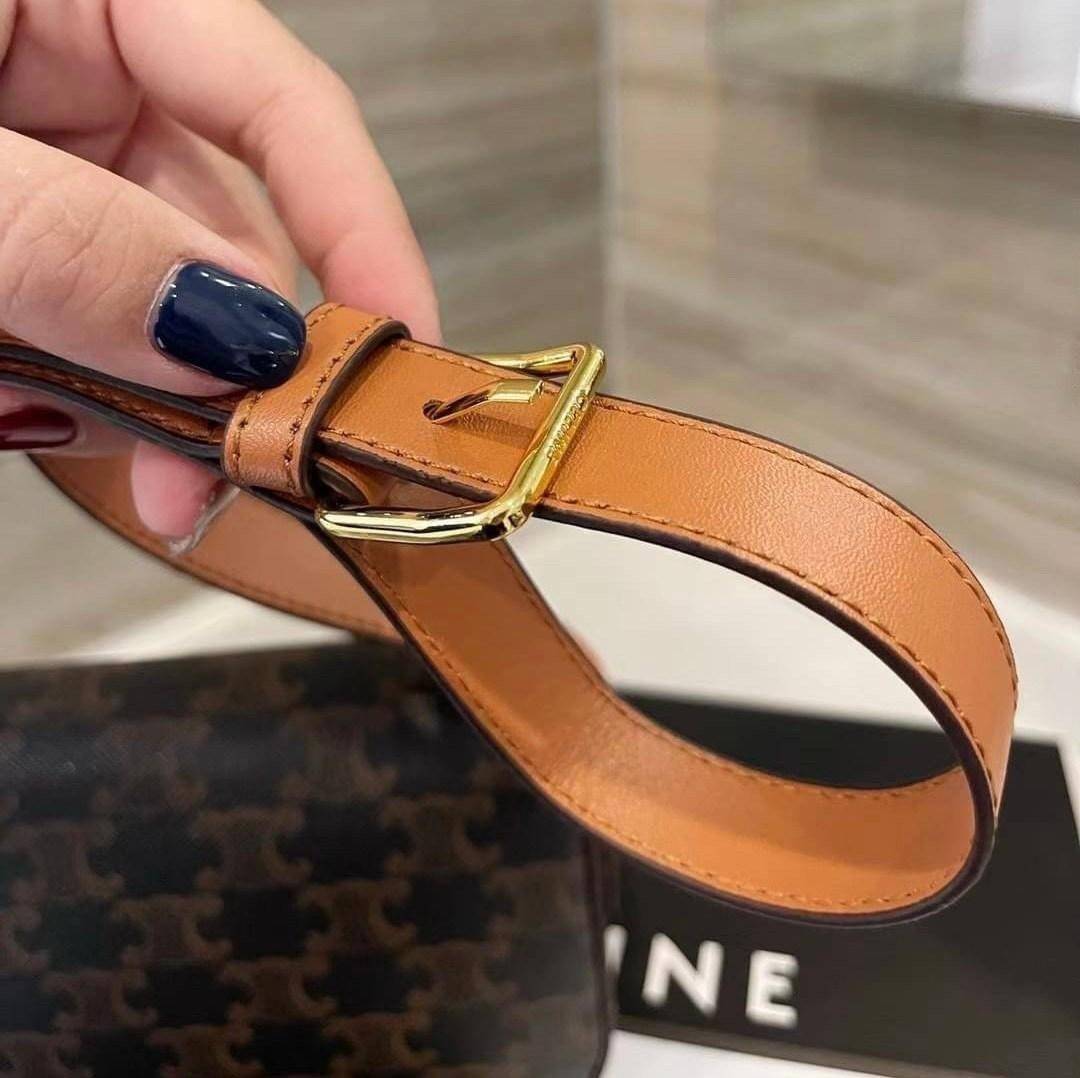 CELINE TRIOMPHE SHOULDER BAG VIP ดีไซน์ยอดนิยมสไตล์สาว LISA ทรงเหลี่ยมหนังSaffianoสวยหรูอยู่ทรง