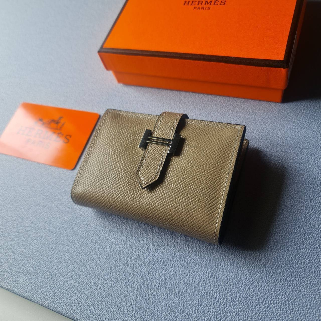 VIP หนังแท้ 】HERMES MINI BEARN WALLET UNISEX