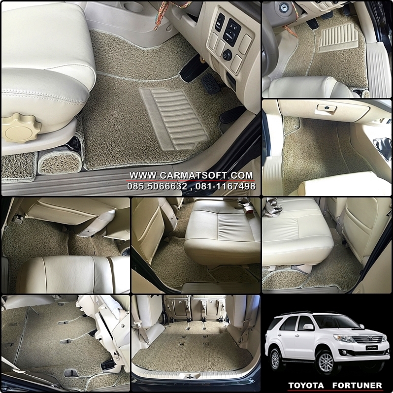 พรมดักฝุ่นไวนิลTOYOTA FORTUNER 2005-2014 สีครีม เต็มคัน เข้ารูป ตรงรุ่นรถ