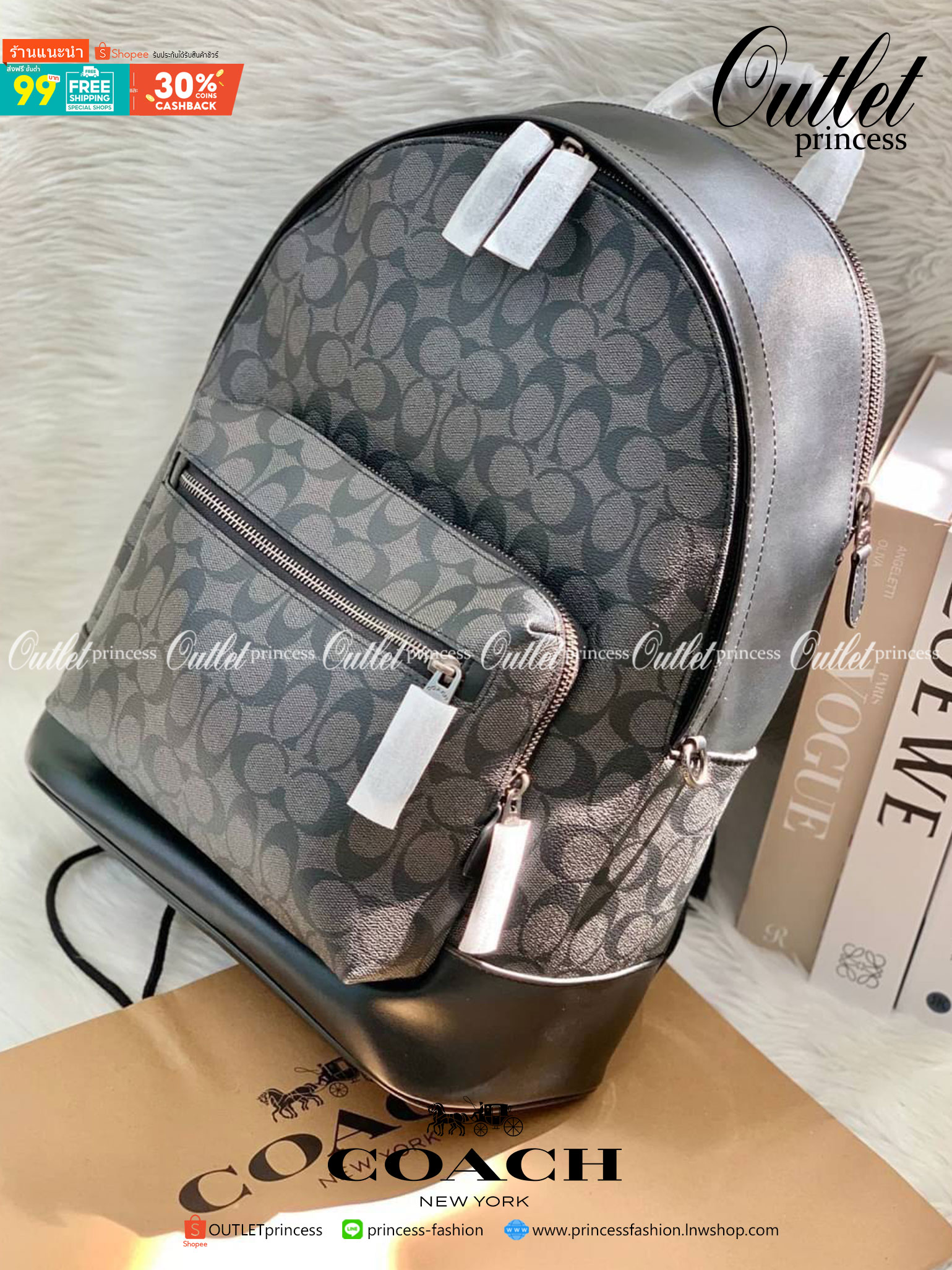 OUTLET 】New in!! 🌈ใบใหญ่ คุ้มค่าทีเดียวค่ะ🌈 COACH WEST BACKPACK IN SIGNATURE((2736)) พร้อมส่งที่ไทย สินค้าเข้าใหม่ค่ะ!! กระเป๋าสะพายหลัง มีหูหิ้ว หนังแท้นิ่ม ใบใหญ่ใส่จุมากกค่า! มีช่องซิปตอนหน้า2ช่อง; ช่องหลัก2ช่องใหญ่ โล่งลึก จุของได้มากท