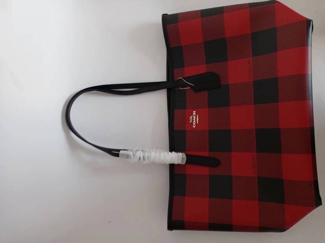 COACH CITY TOTE WITH BUFFALO PLAID PRINT (COACH C7271)