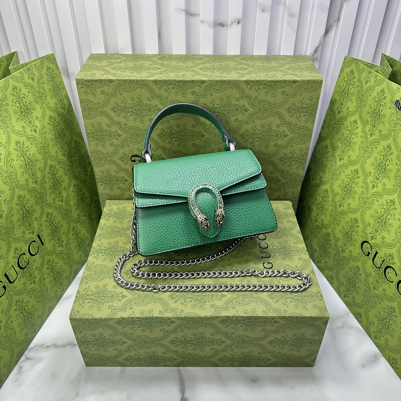 GUCCI DIONYSUS MINI TOP HANDLE BAG กระเป๋าสะพายไดโอนิซูสหรูหราเป็นเอกลักษณ์ โดดเด่นด้วยหัวเสือ เกรดออริ สลับแท้ 1:1 ใช้งานต่างประเทศได้