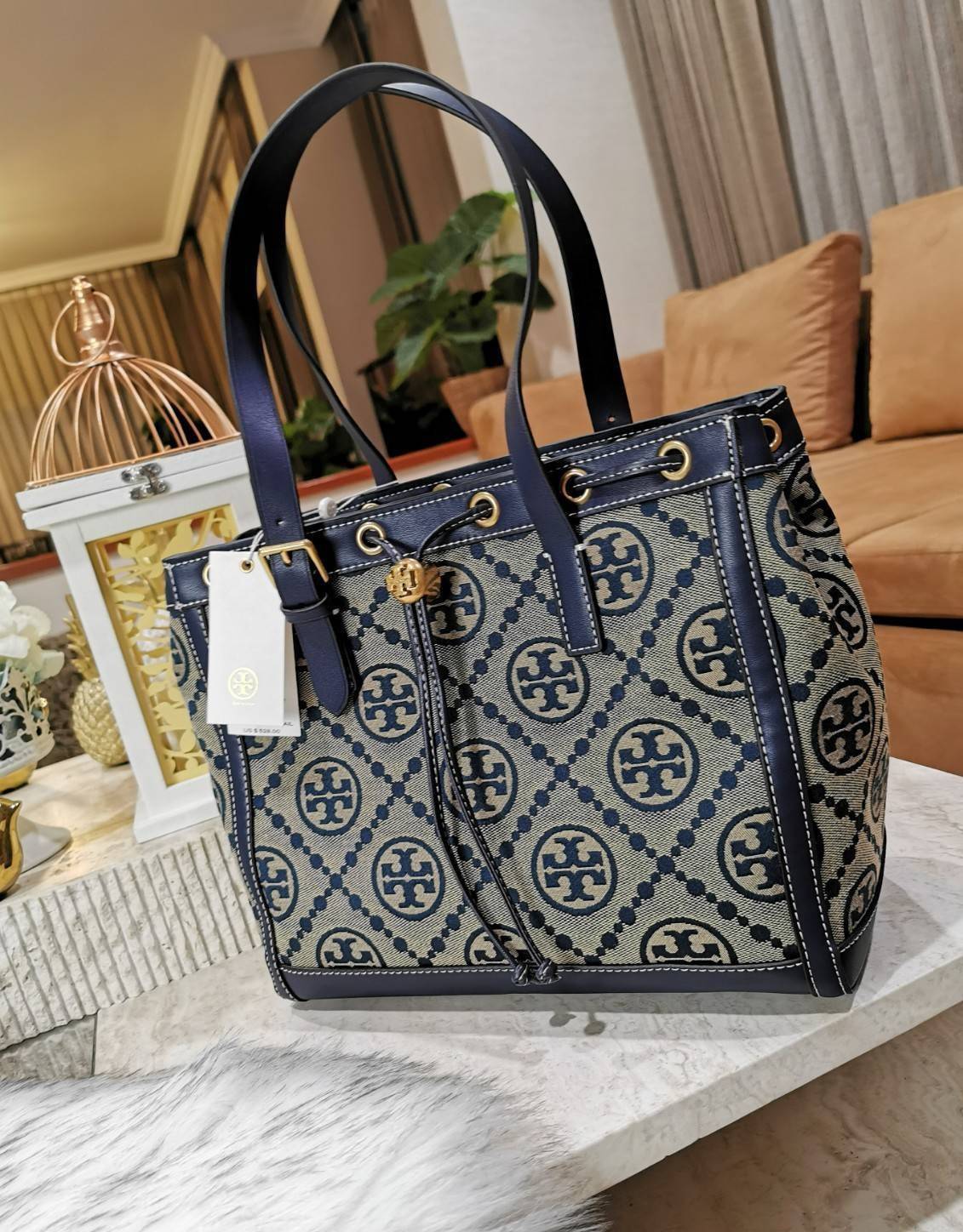 ของแท้ 💯% TORY BURCH FACTORY MONOGRAM JACQUARD TOTE BAG กระเป๋าถือหรือสะพายรุ่นล่าสุดดีไซน์ยอดนิยมจาก TORY BURCH FACTORY OUTLET