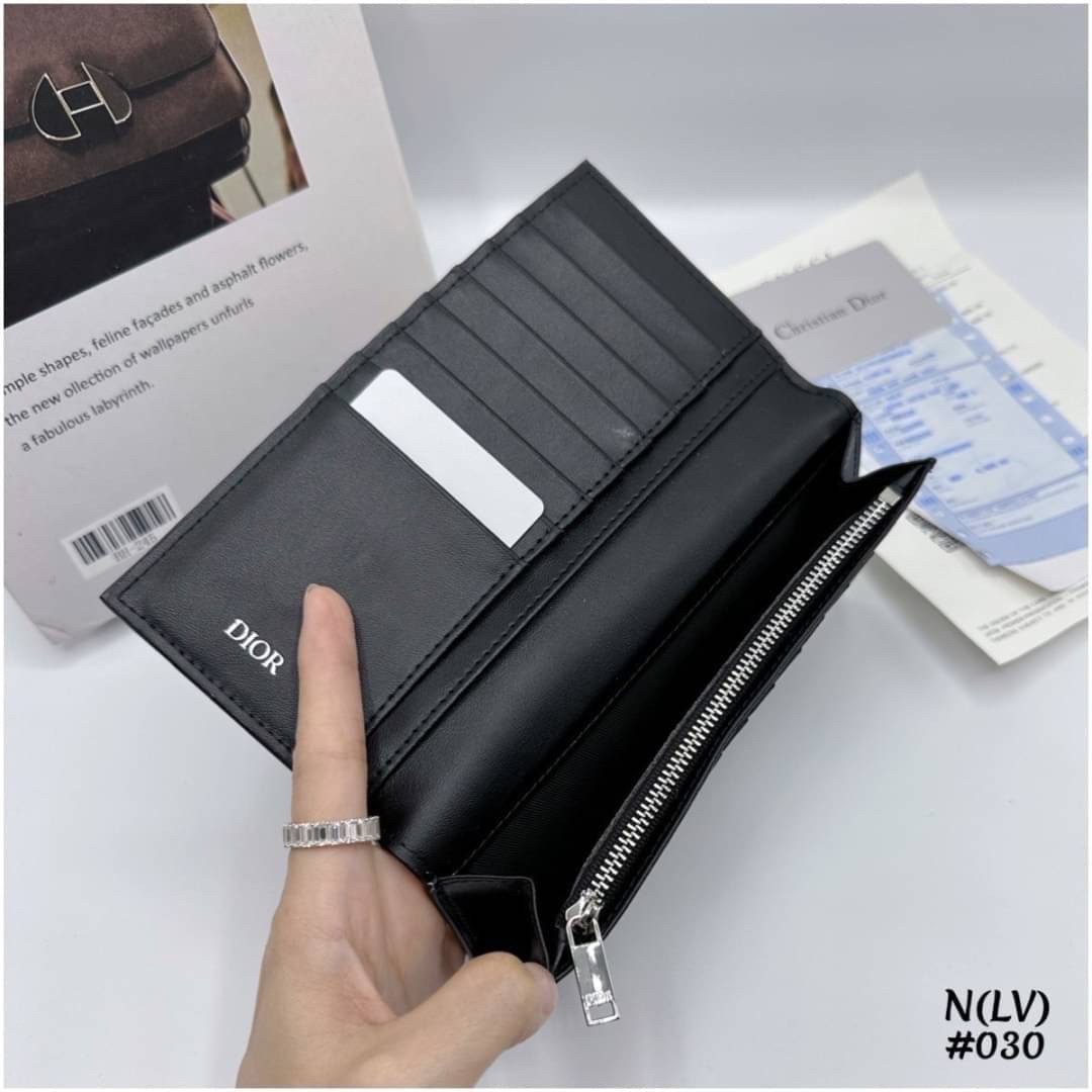 DIOR Vertical Long Wallet / CD Diamond Wallet Canvas กระเป๋าสตางค์ผู้ชาย พร้อมส่งที่ไทย ภาพสินค้าถ่ายจากงานขายจริง ใช้งานต่างประเทศได้