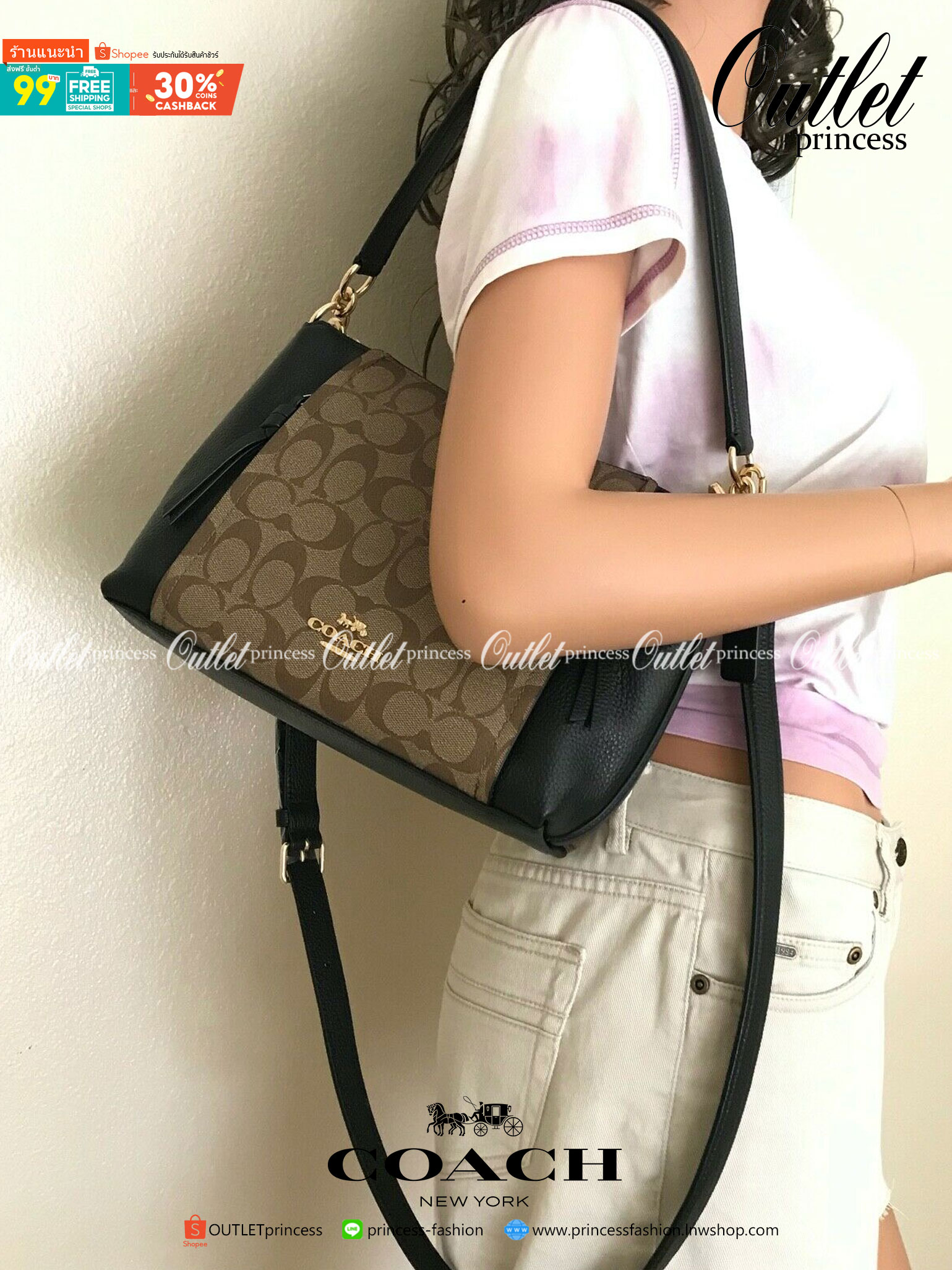 COACH SMALL MARLON SHOULDER BAG ((1600//1597)) 🌈พร้อมส่งที่ไทยอีกครั้ง ตามคำเรียกร้อง ห้ามพลาด! กระเป๋าหิ้ว//คล้องไหล่//สะพายข้างได้ หนังแท้ ทรงสวยมากค่ะ ด้านหน้ามีช่องซิปซ่อนแบบหนังห้อยให้2ช่อง ใส่ของจุกจิกค่ะ เปิดปิดกระเป๋าแบบซิป ภายในกว้างใส่ขอ