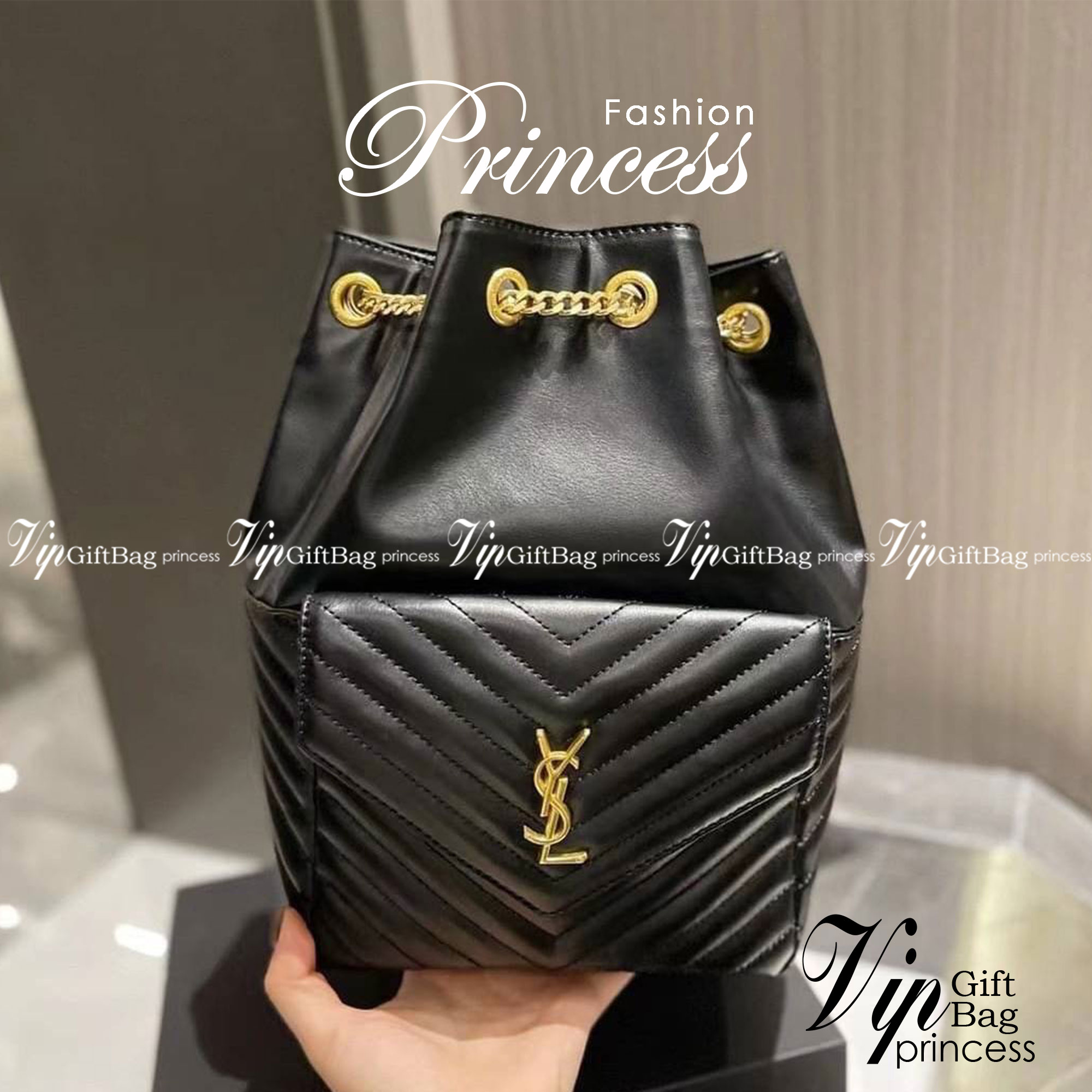 VIP Saint Laurent Joe Drawstring Quilted backpack / YSL Joe Drawstring / YSL Backpack 8" กระเป๋าเป้ใบเล็ก พร้อมส่ง ภาพถ่ายจากงานจริง