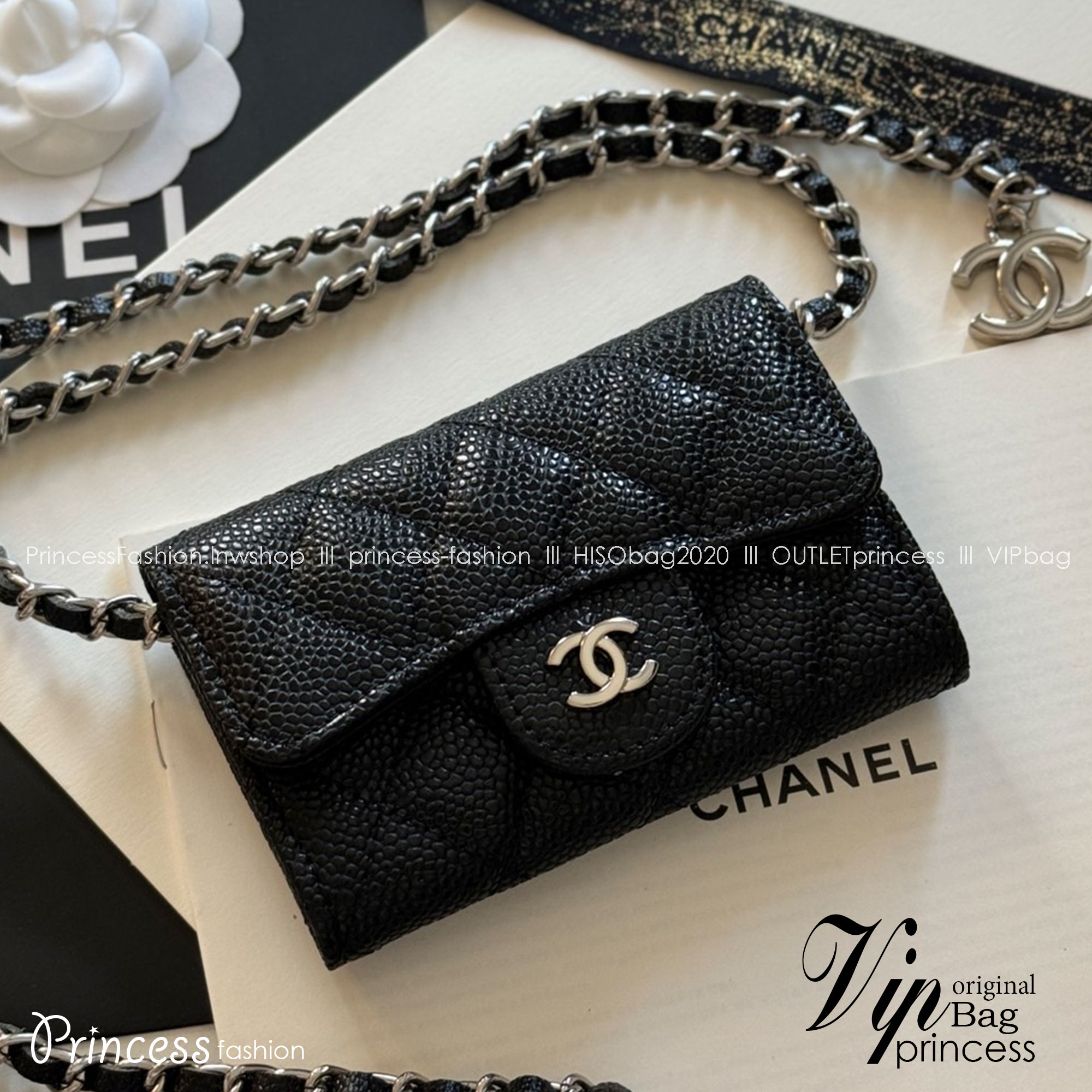 CHANEL mini wallet on chain crossbody กระเป๋าสตางค์พร้อมสายโซ่ หนังแท้ เกรดออริจินอล 1:1 สลับแท้