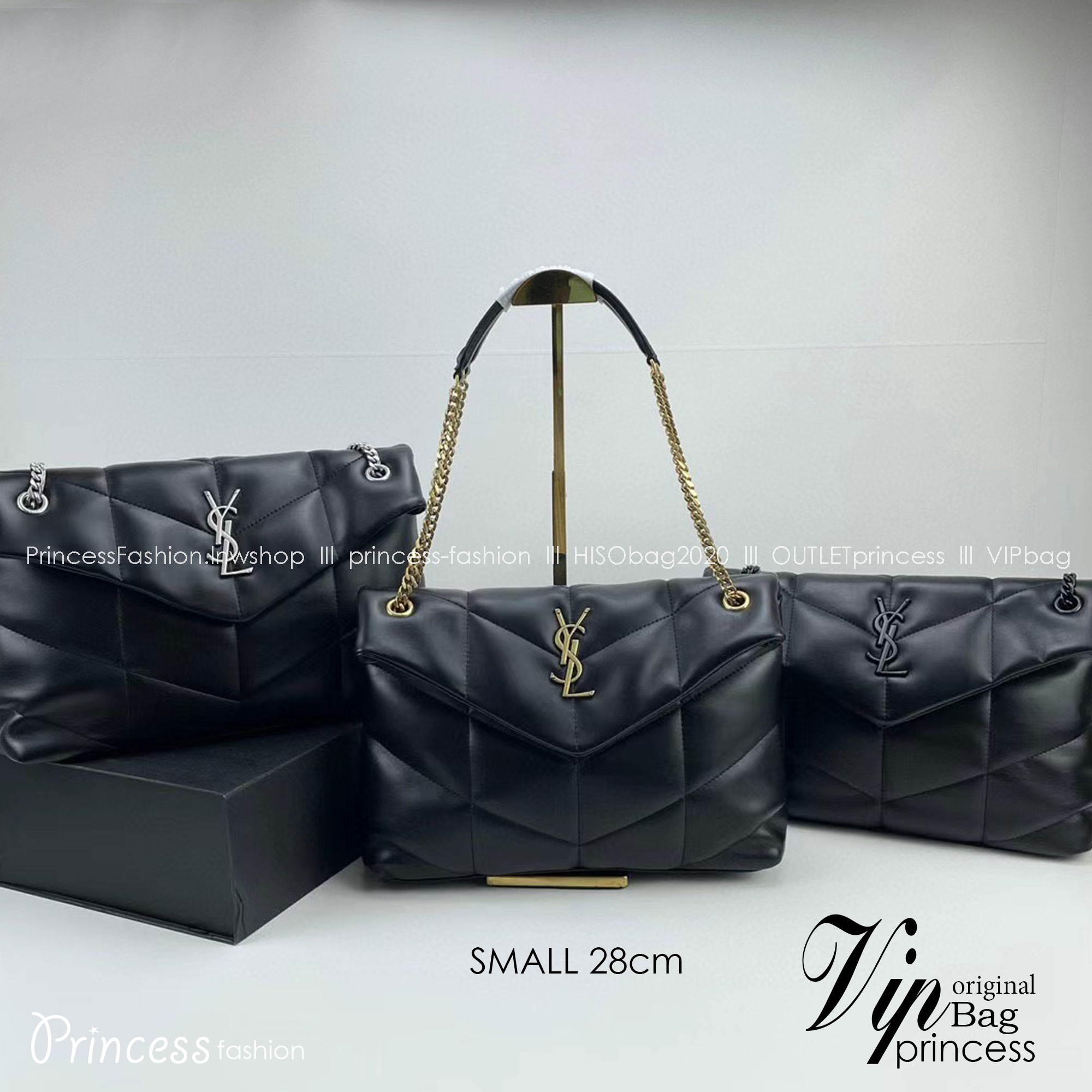 YSL YSL PUFFER SMALL IN NAPPA LEATHER 28cm กระเป๋าสะพาย เกรดหนังสวยเต็มใบ เกรดออริ 1:1 ใช้งานต่างประเทศได้