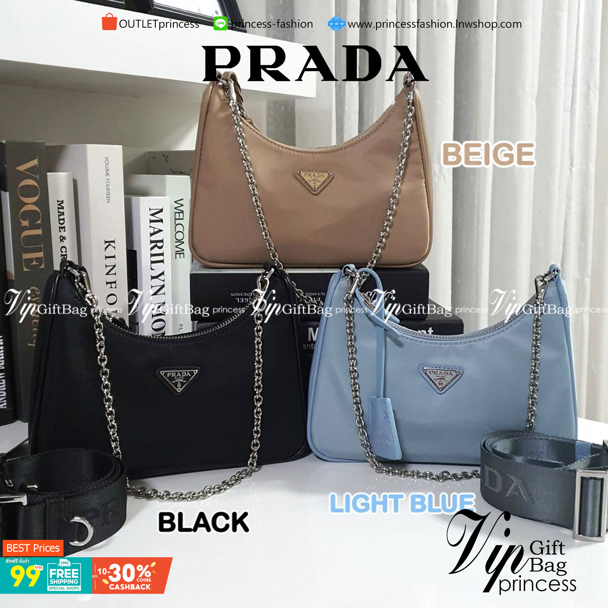 Prada Re-Edition 2005 Re-Nylon bag ใบเดียวคุ้มมากค่ะ อุปกรณ์ ครบชุด **ซื้อ1ได้ถึง3ไอเท็ม ทั้งสายยาว และกระเป๋าใส่เหรียญ และป้ายแท็คหนัง อย่างดี **อะไหล่ปั้มแบรนด์แท้ทุกจุด วัสดุทำจากผ้า Nylon อย่างดี กันน้ำได้ อยู่ทรงสวย สามารถใส่กระเป๋าตังค์ใบกลางได้ ถอด