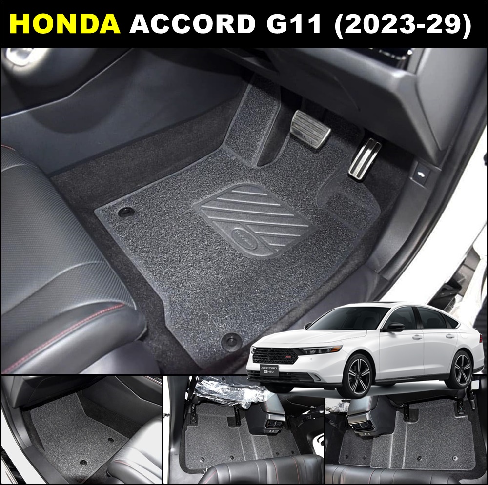 พรมดักฝุ่นไวนิล HONDA ACCORD G11 ปี2023-29 พรมดักฝุ่นในรถยนต์ ฮอนด้า แอคคอร์ด จี11 รีดขอบ เข้ารูป ภายในรถ 5ชิ้น