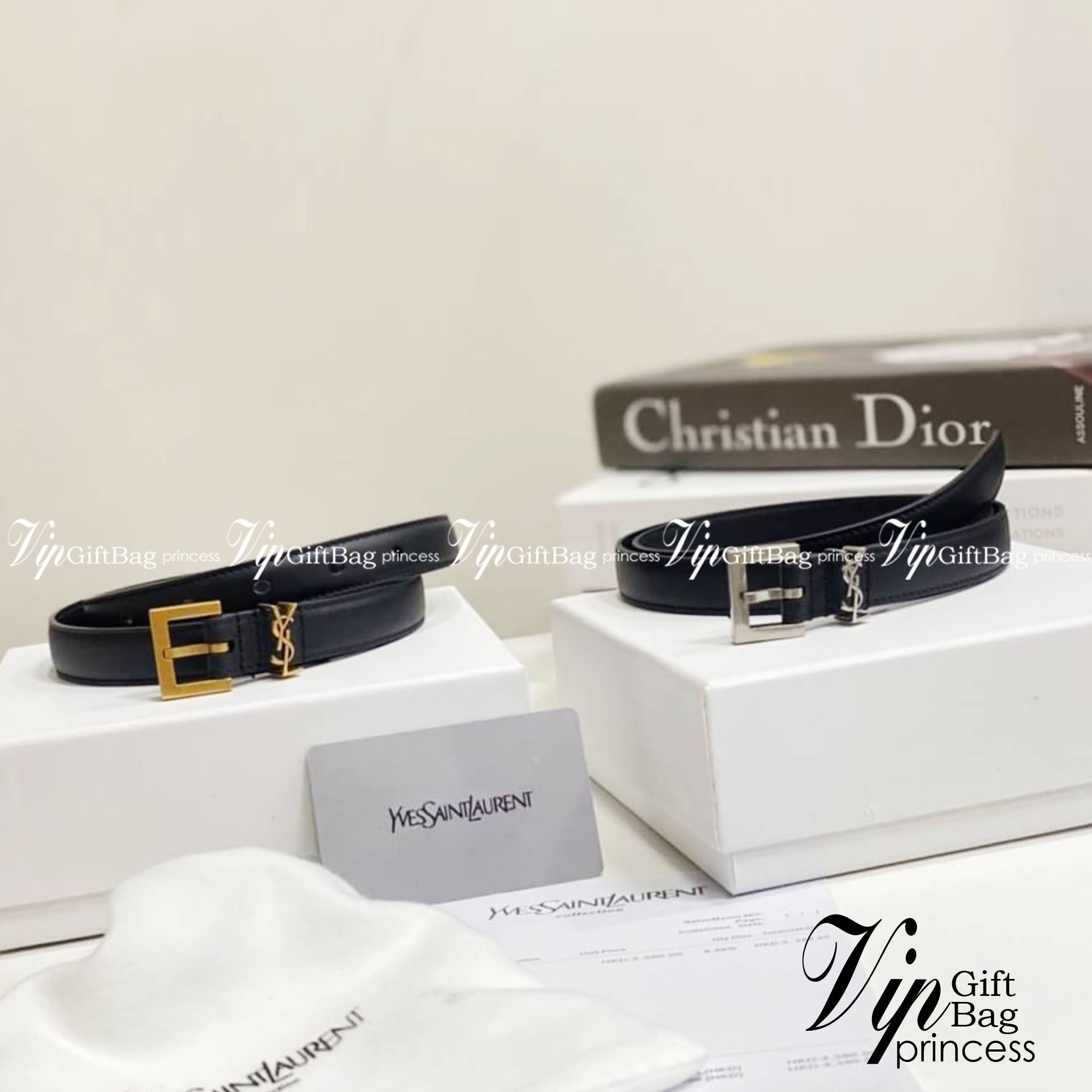 YSL Belt Black Leather เข็มขัดเกรดออริจินอลหนังแท้ พร้อมส่ง ภาพสินค้าถ่ายจากงานขายจริง ใช้งานต่างประเทศได้