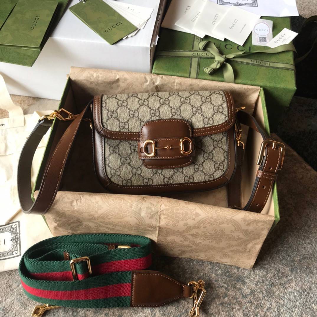 Gucci Horsebit 1955 mini bag GG Supreme in canvas พร้อมส่ง เกรดท็อปออรินอล งานเหมือนสุด หนังแท้ สวยงามตามรูป