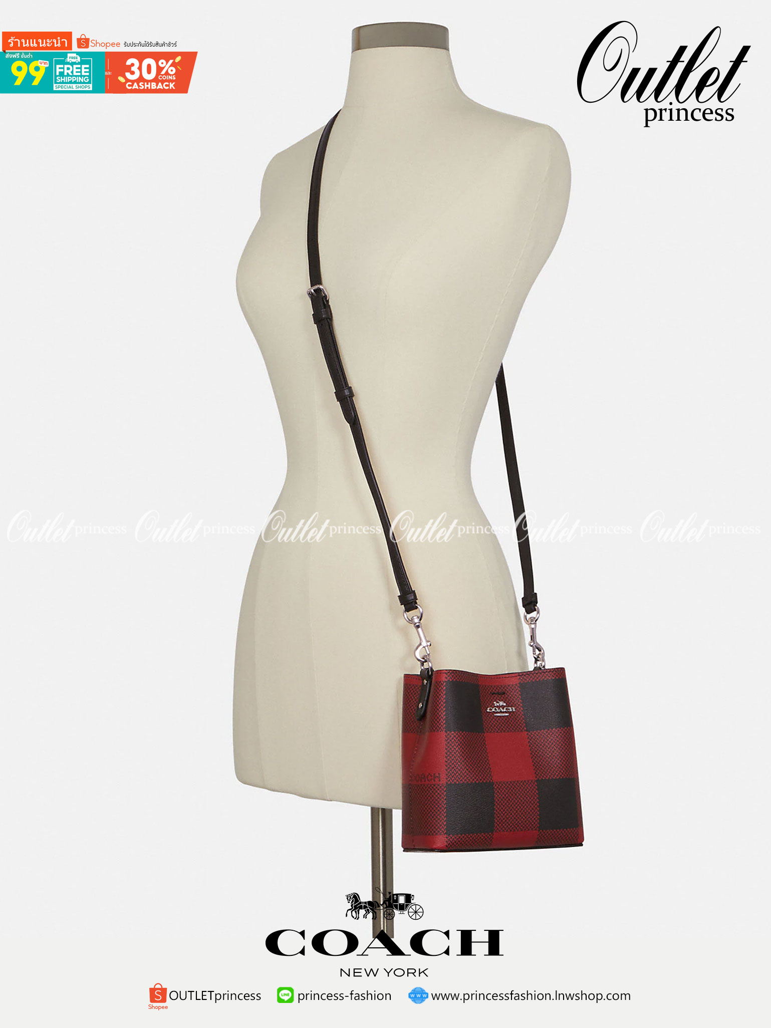 COACH MINI TOWN BUCKET BAG IN SIGNATURE CANVAS WITH VINTAGE MINI ROSE PRINT ((7270 7268 7267)) คอลเลคชั่นใหม่ล่าสุด!! น้องสาวคนสวยมาแล้วจ้า สดใสต้อนรับเทศกาลคริสต์มาส 🎅🎄 กระเป๋าบัคเก็ต ไซส์มินิ ใบจริงน่ารักม้าก!! น่าใช้แบบที่สุด วัสดุหนังแ