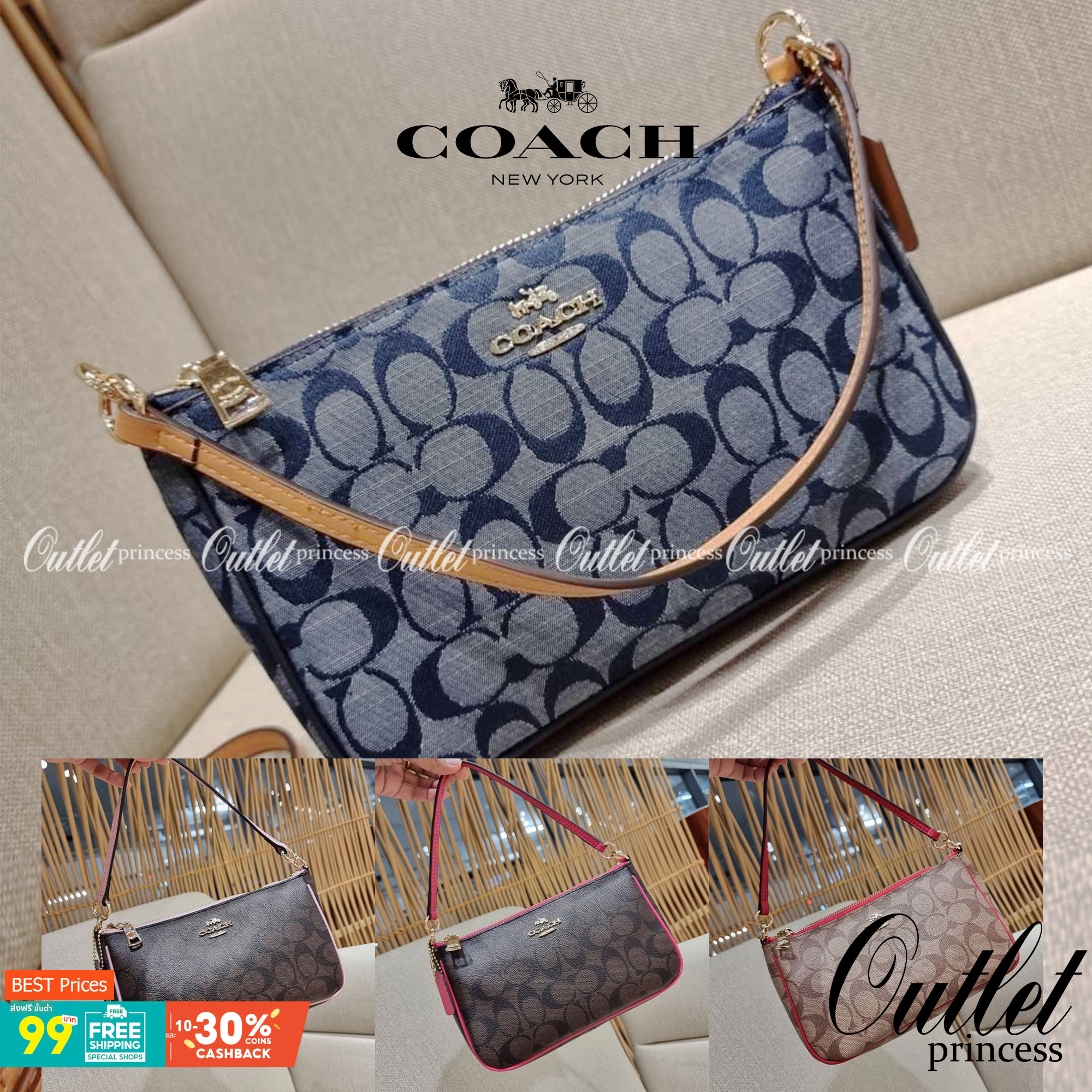 COACH 36674 TOP HANDLE POUCH IN SIGNATURE JACQUARD กระเป๋าทรงพอช ยอดฮิต ยกขึ้นแท่น ด้วยดีไซน์ที่ออกมาให้ใช้งานได้ง่าย ขนาดกำลังเหมาะ วัสดุหนังแคนวาสทนทาน ดีไปหมดขนาดนี้!! คุณลูกค้าถึงสั่งกันรัวๆจริงๆ ภายในโล่งกว้าง ใส่โทรศัพท์ได้ทุกรุ่น มาพร้อมสายคล้องแขน