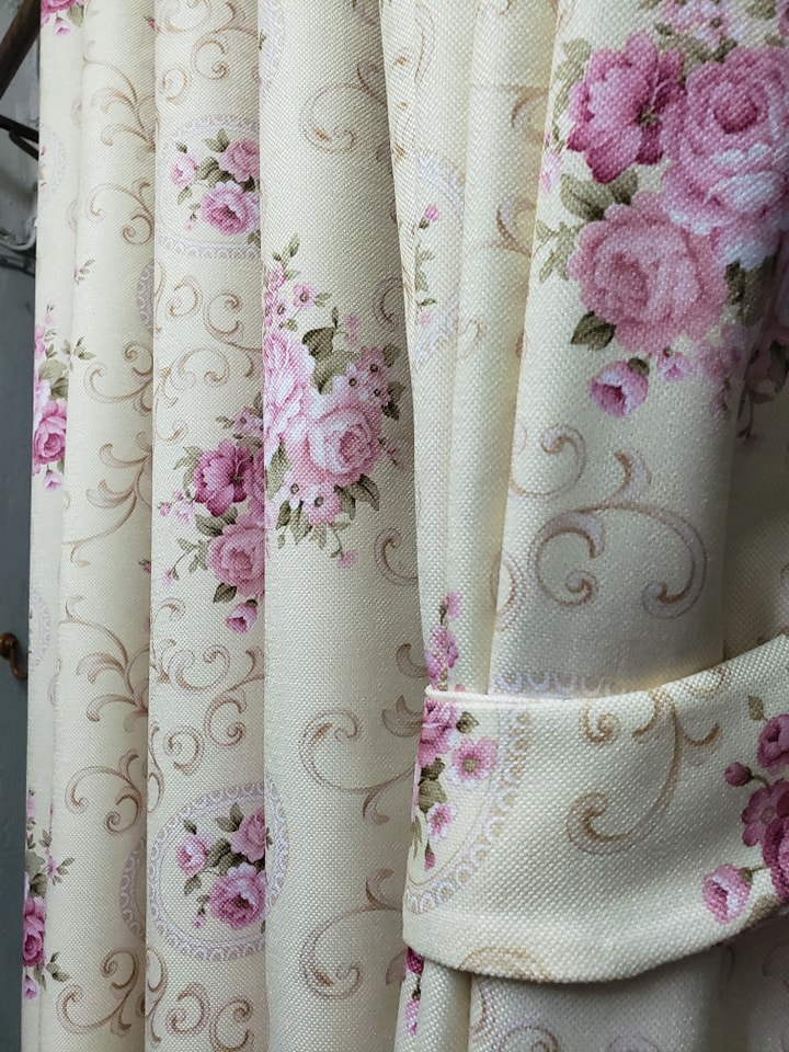 ม่านก.130*ส.150ซม./ผืน รุ่นVintage สีครีมชมพู
