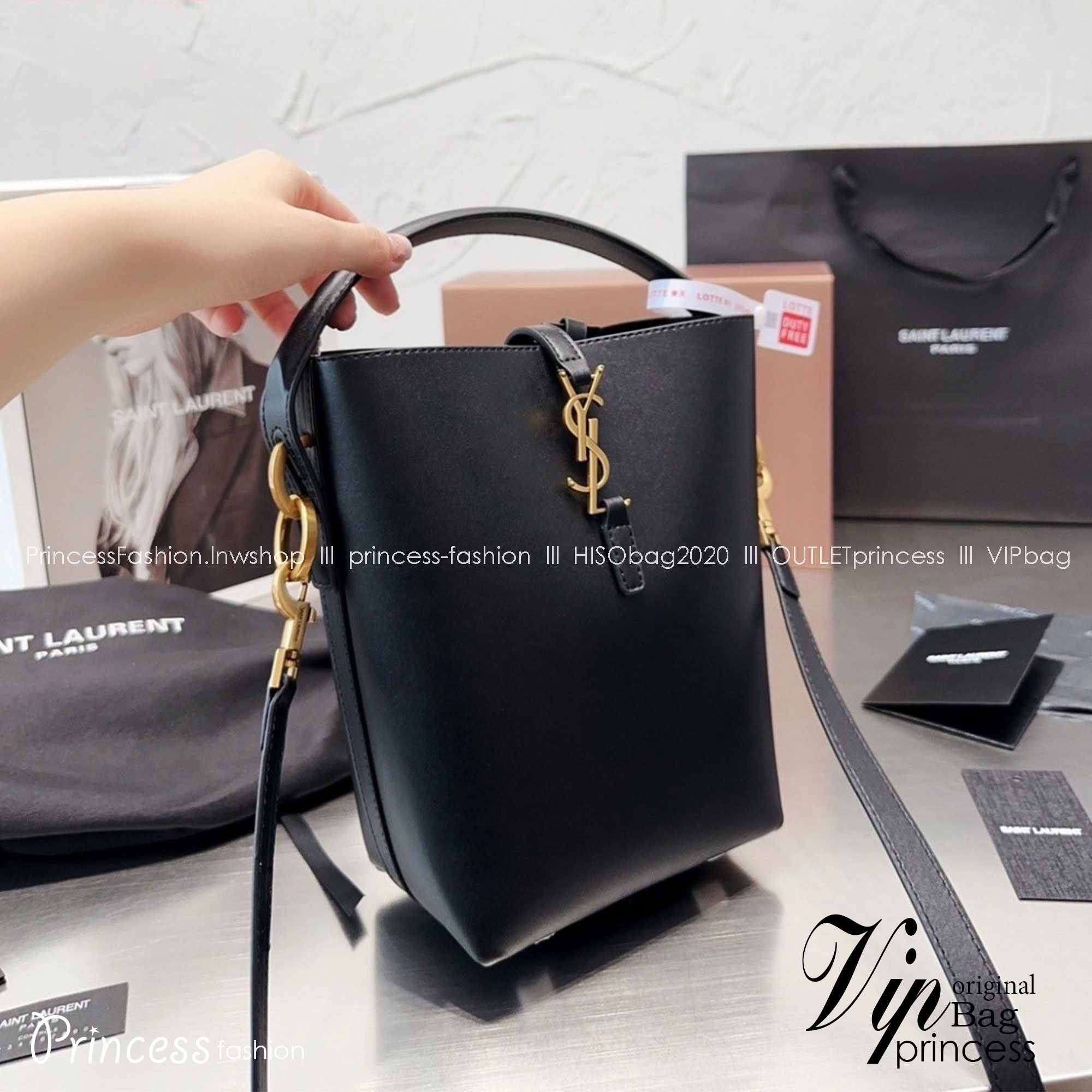 YSL Le 37 in shiny leather Hobo Bag / YSL Bucket Bag / YSL Tote Bag กระเป๋าสะพายทรงโฮโบโท้ท งานหนังสวยเต็มใบ สีดำอะไหล่ทองสวยคลาสสิก ราคาแสนดีแนะนำของมันต้องมีจริงๆ 🧡เกรดวีไอพี ไฮเอน ใช้งานต่างประเทศได้