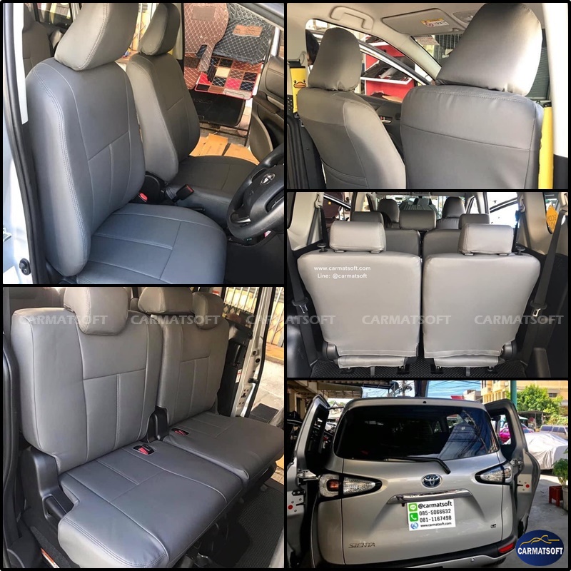 ชุดหุ้มเบาะรถยนต์ SIENTA หนังPVC เกรดA หนา1มิล สีเทา (แบบสวมทับ)